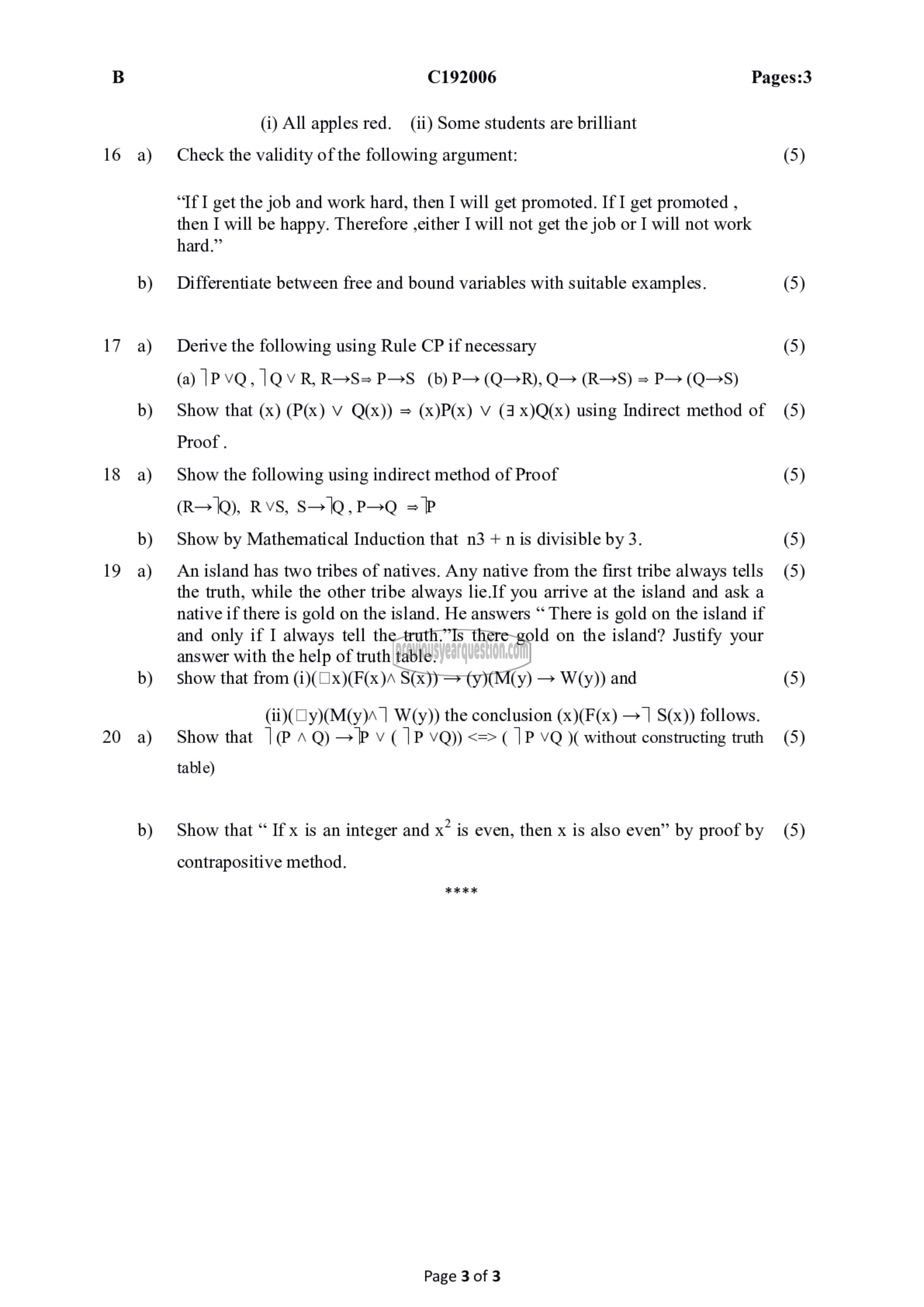 Question Paper - Discrete Computational Structures-3