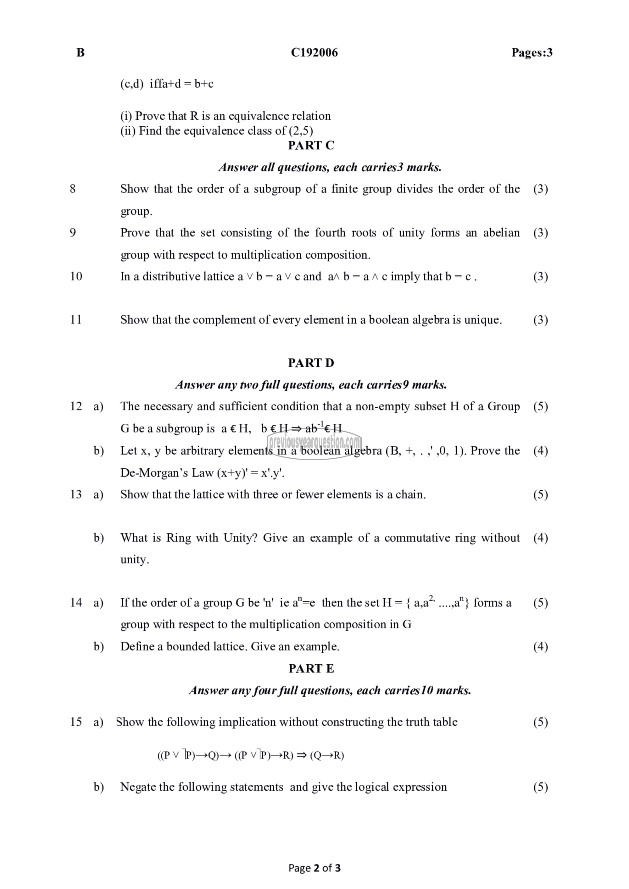 Question Paper - Discrete Computational Structures-2