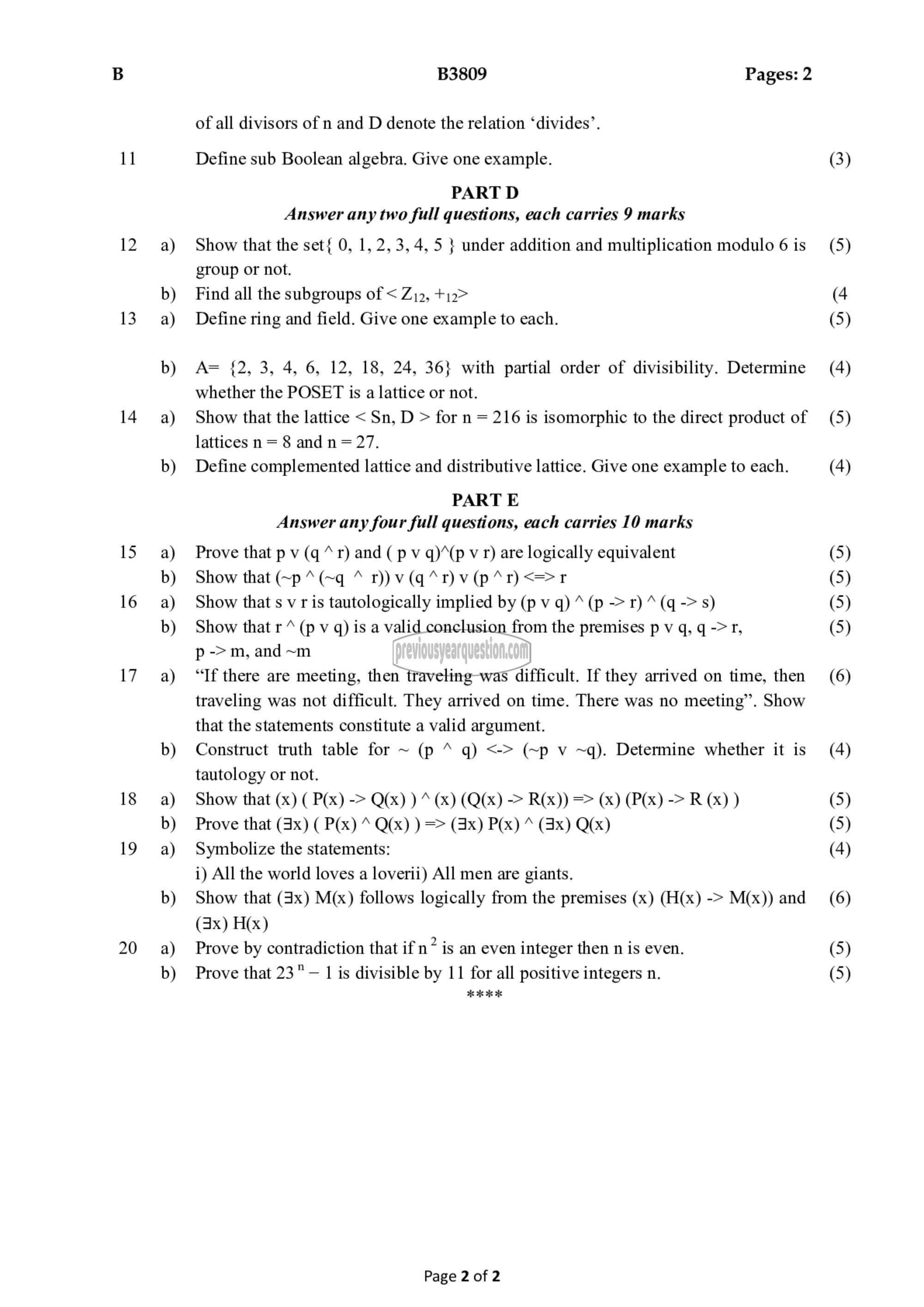 Question Paper - Discrete Computational Structures-2