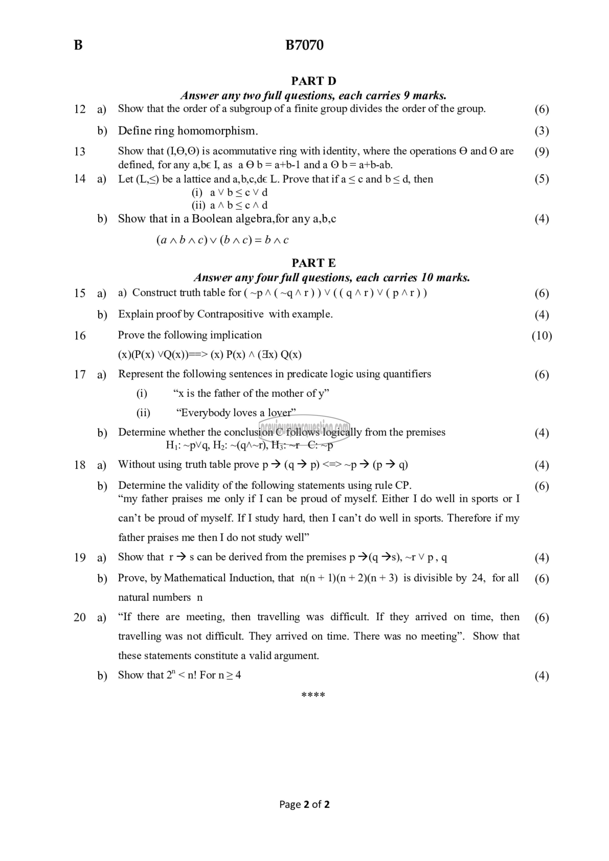 Question Paper - Discrete Computational Structures-2