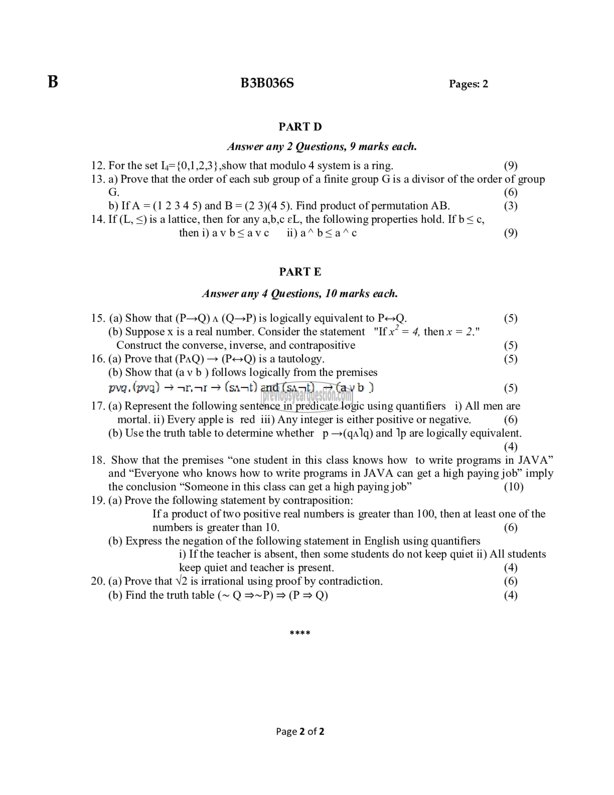 Question Paper - Discrete Computational Structures-2