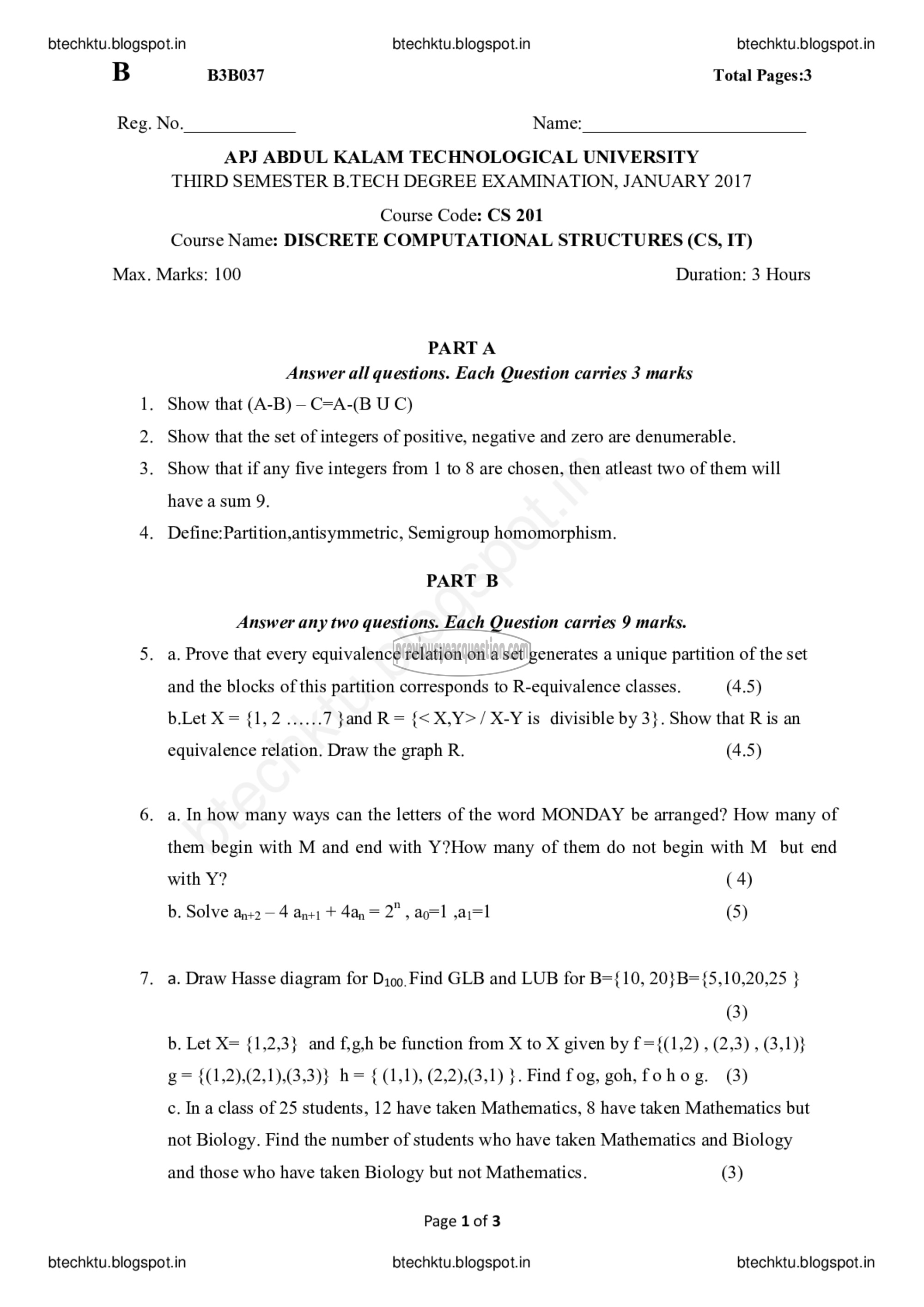 Question Paper - Discrete Computational Structures-1