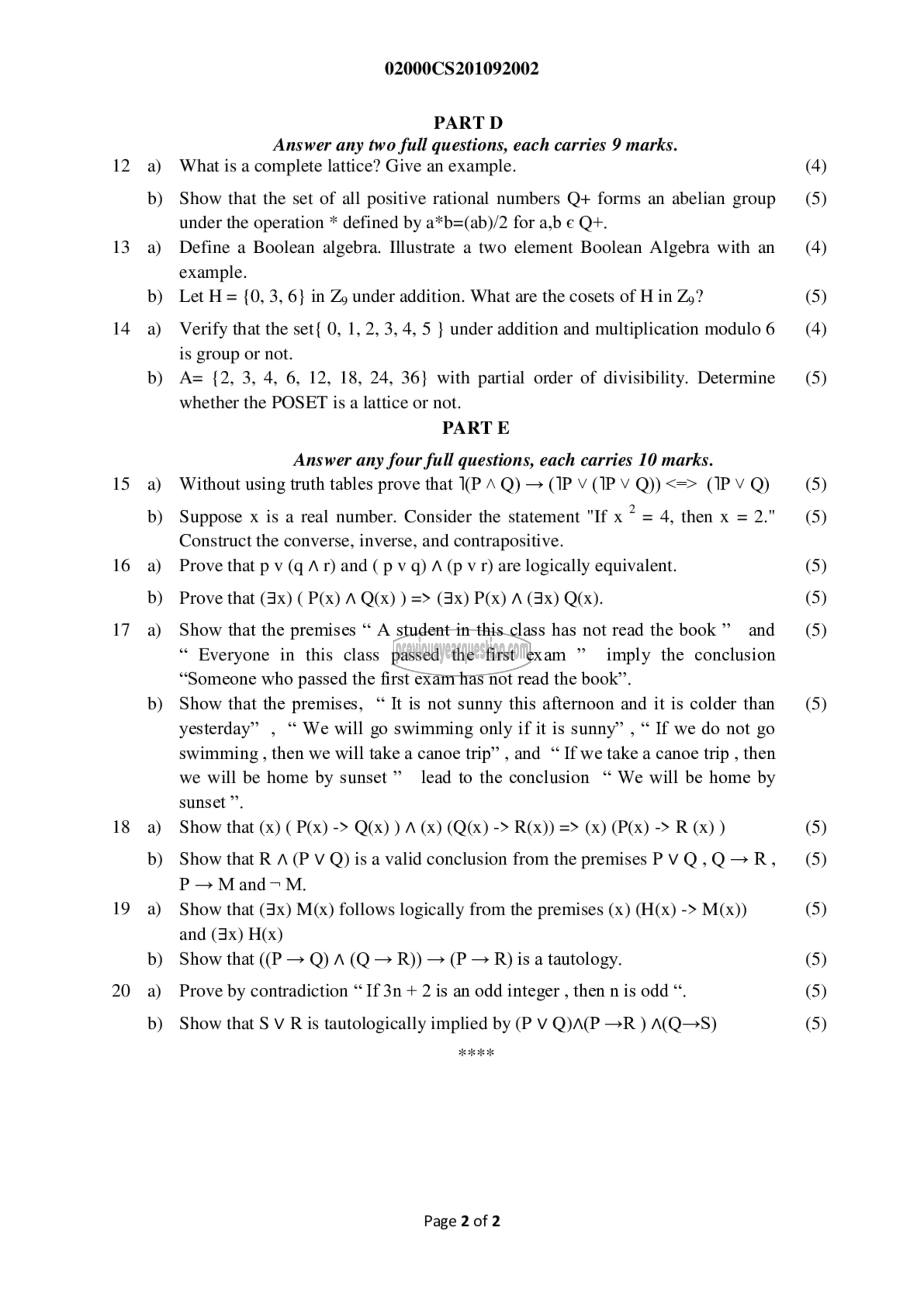 Question Paper - Discrete Computational Structures-2