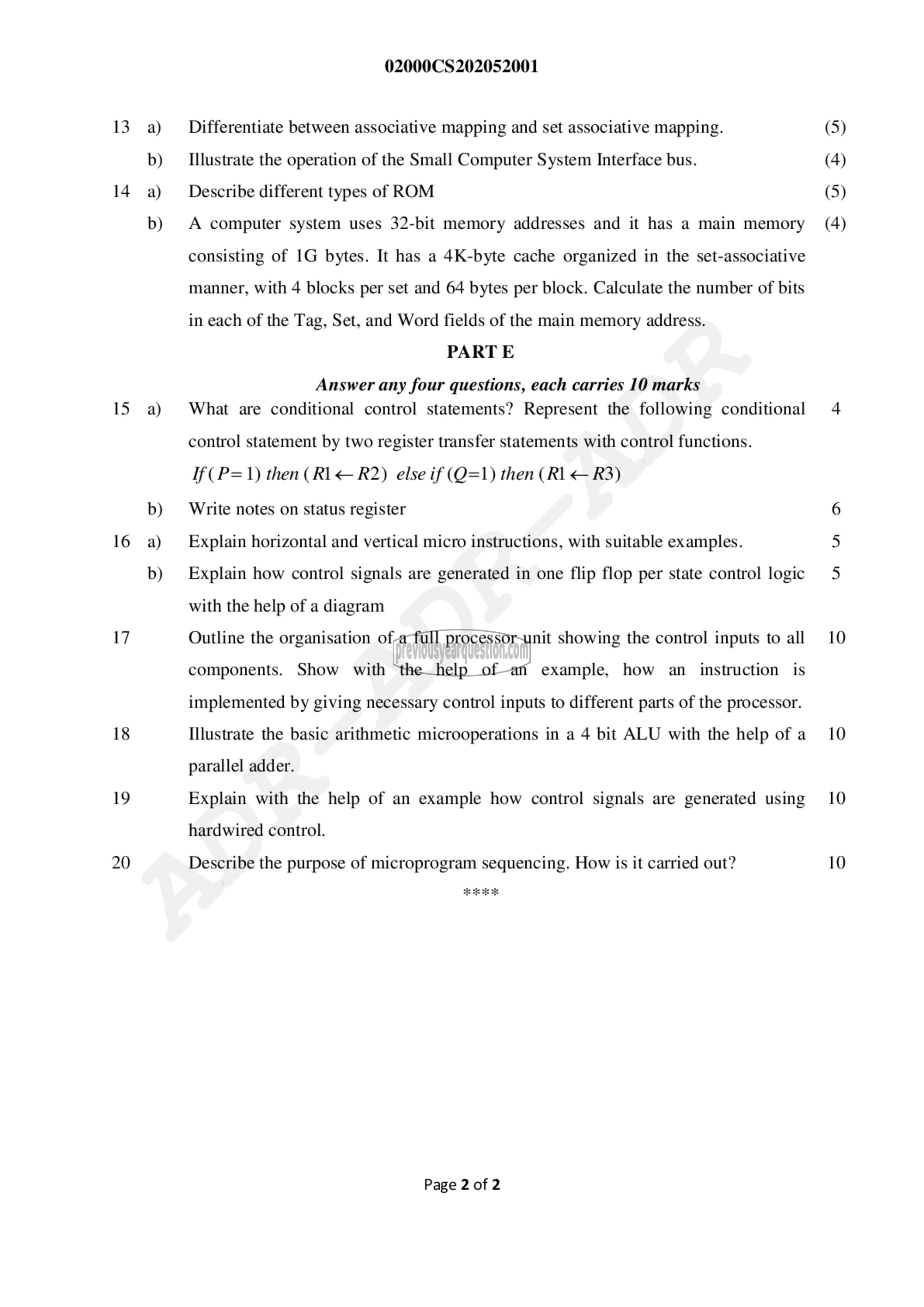 Question Paper - Computer Organization and Architecture-2