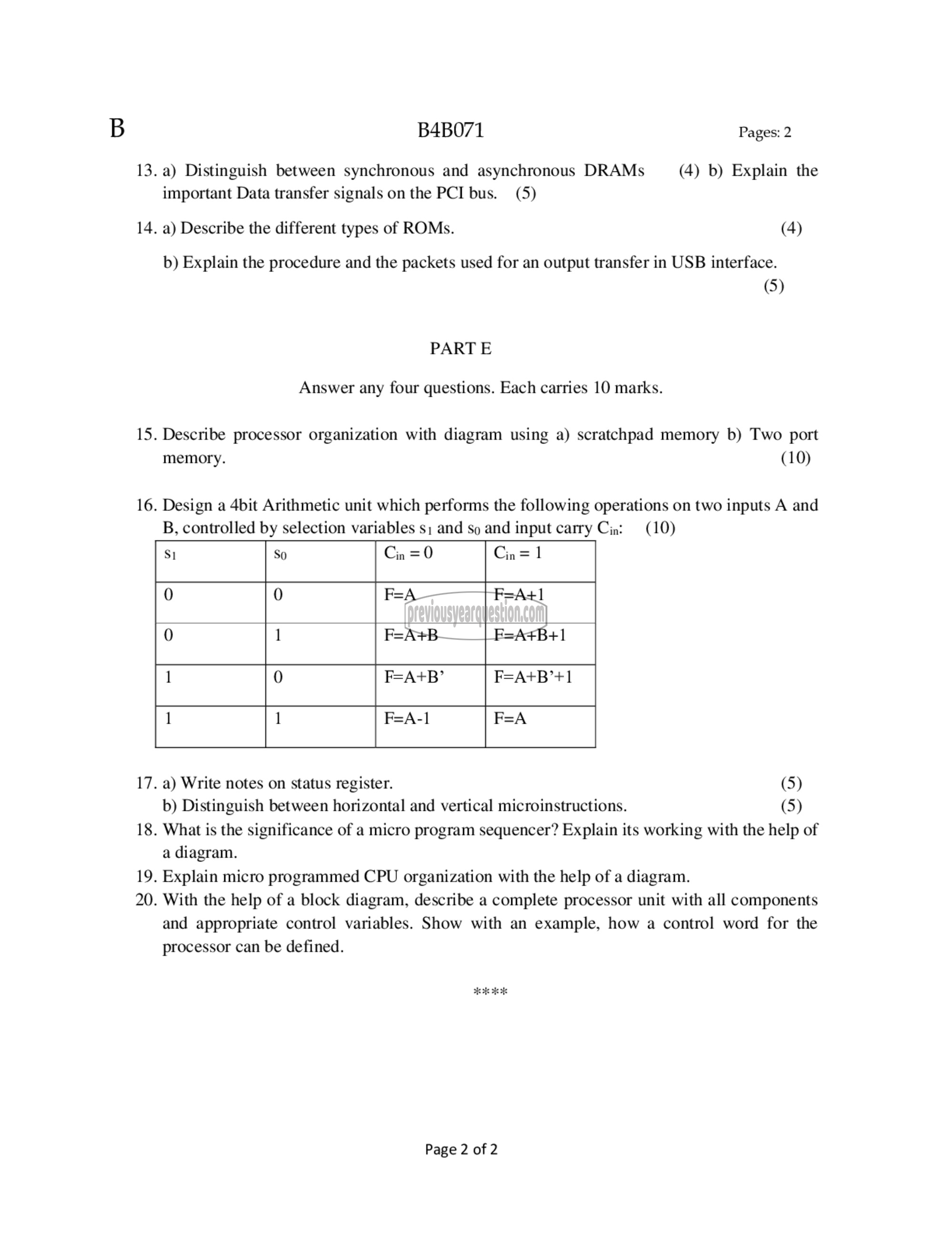 Question Paper - Computer Organization and Architecture-2