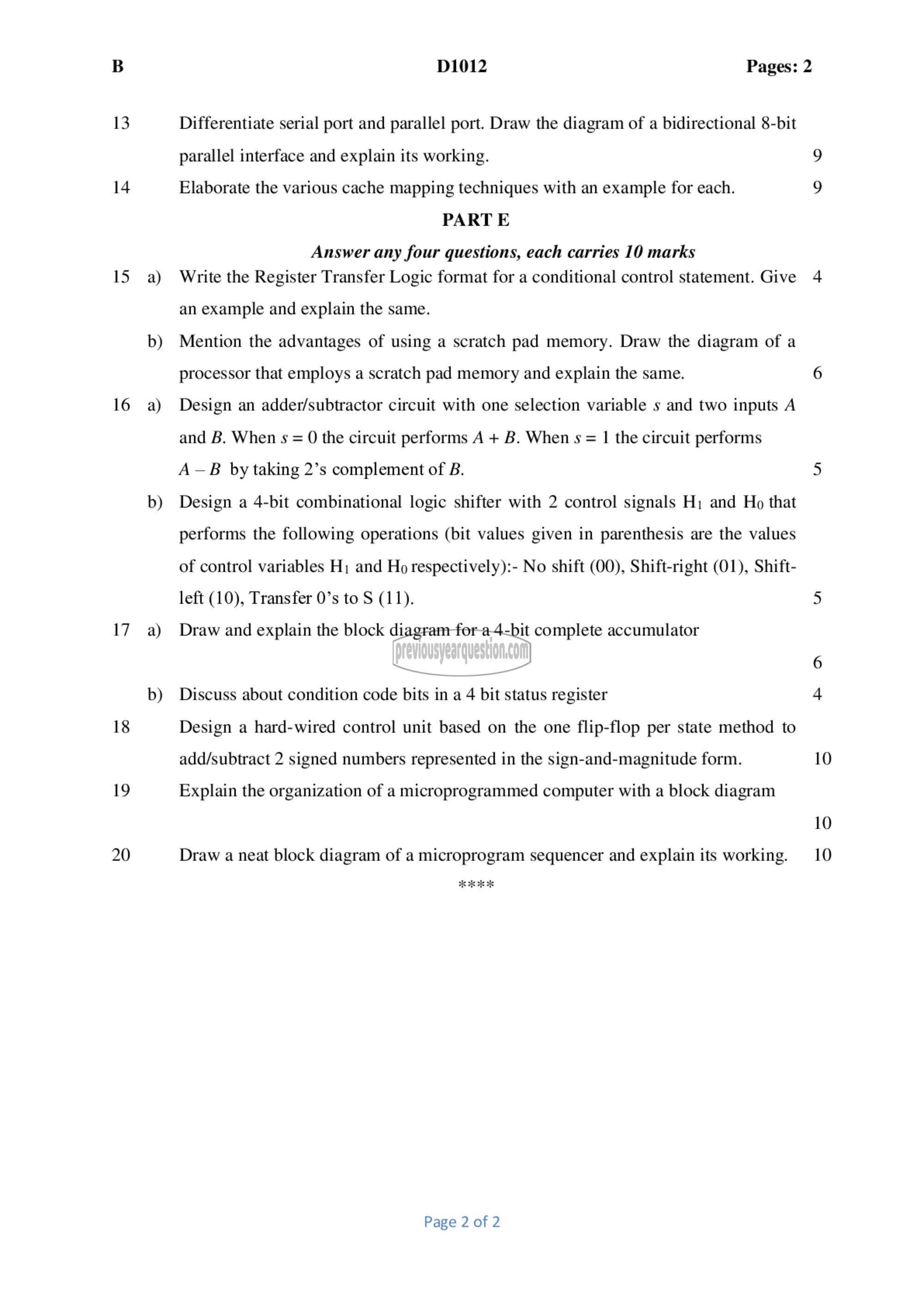 Question Paper - Computer Organization and Architecture-2