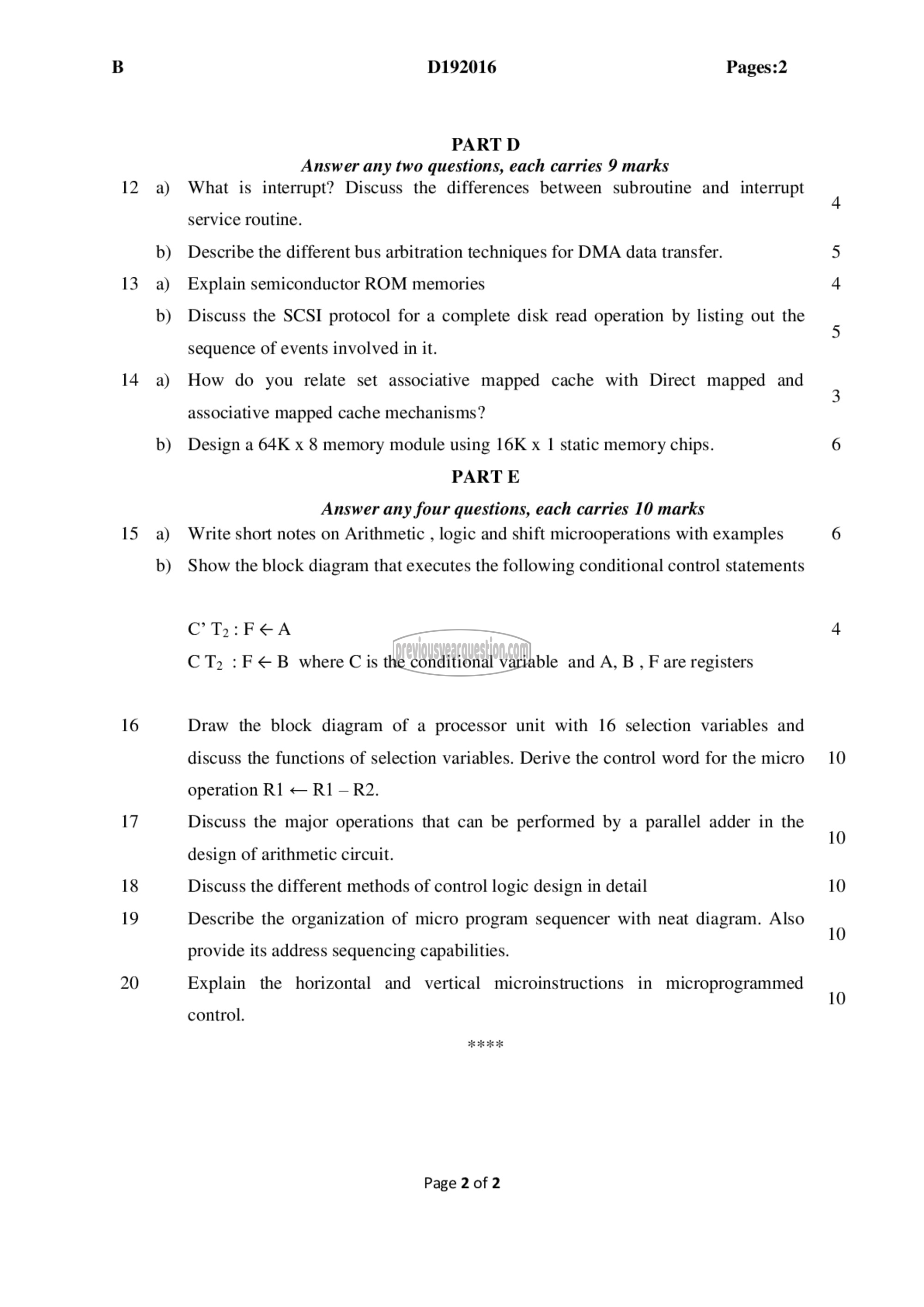 Question Paper - Computer Organization and Architecture-2