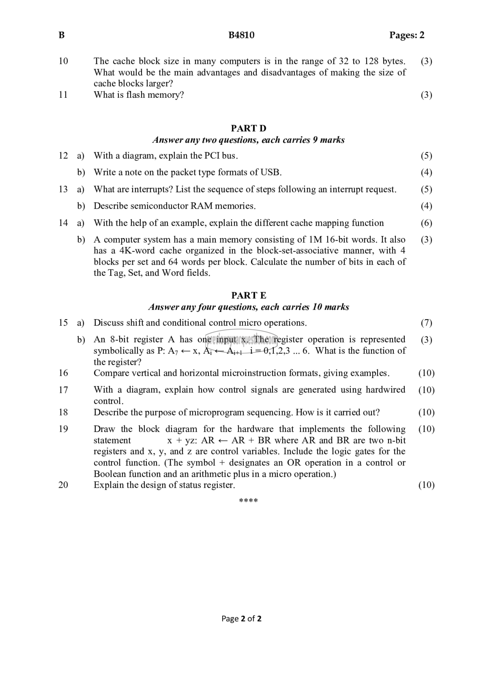 Question Paper - Computer Organization and Architecture-2