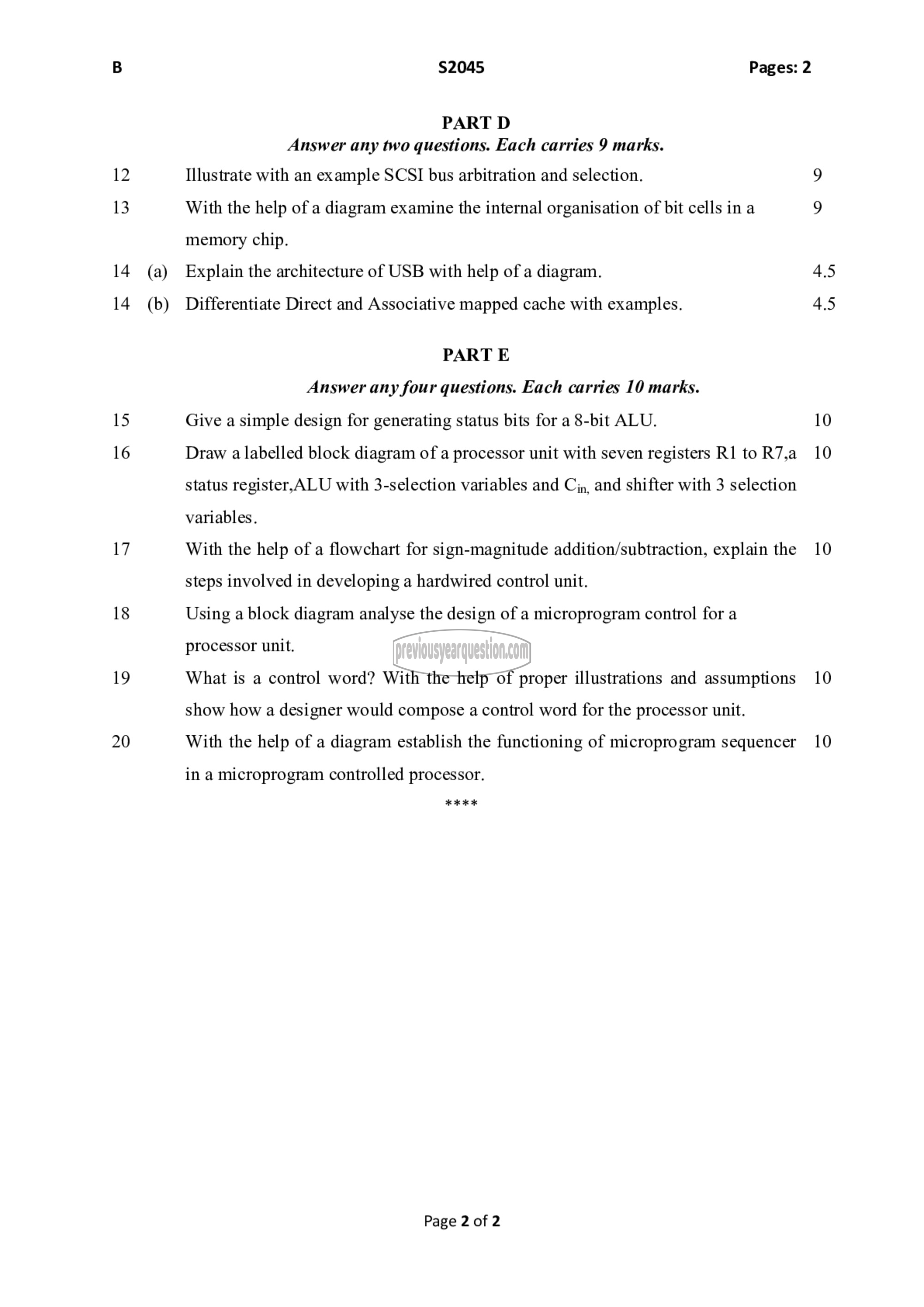 Question Paper - Computer Organization and Architecture-2