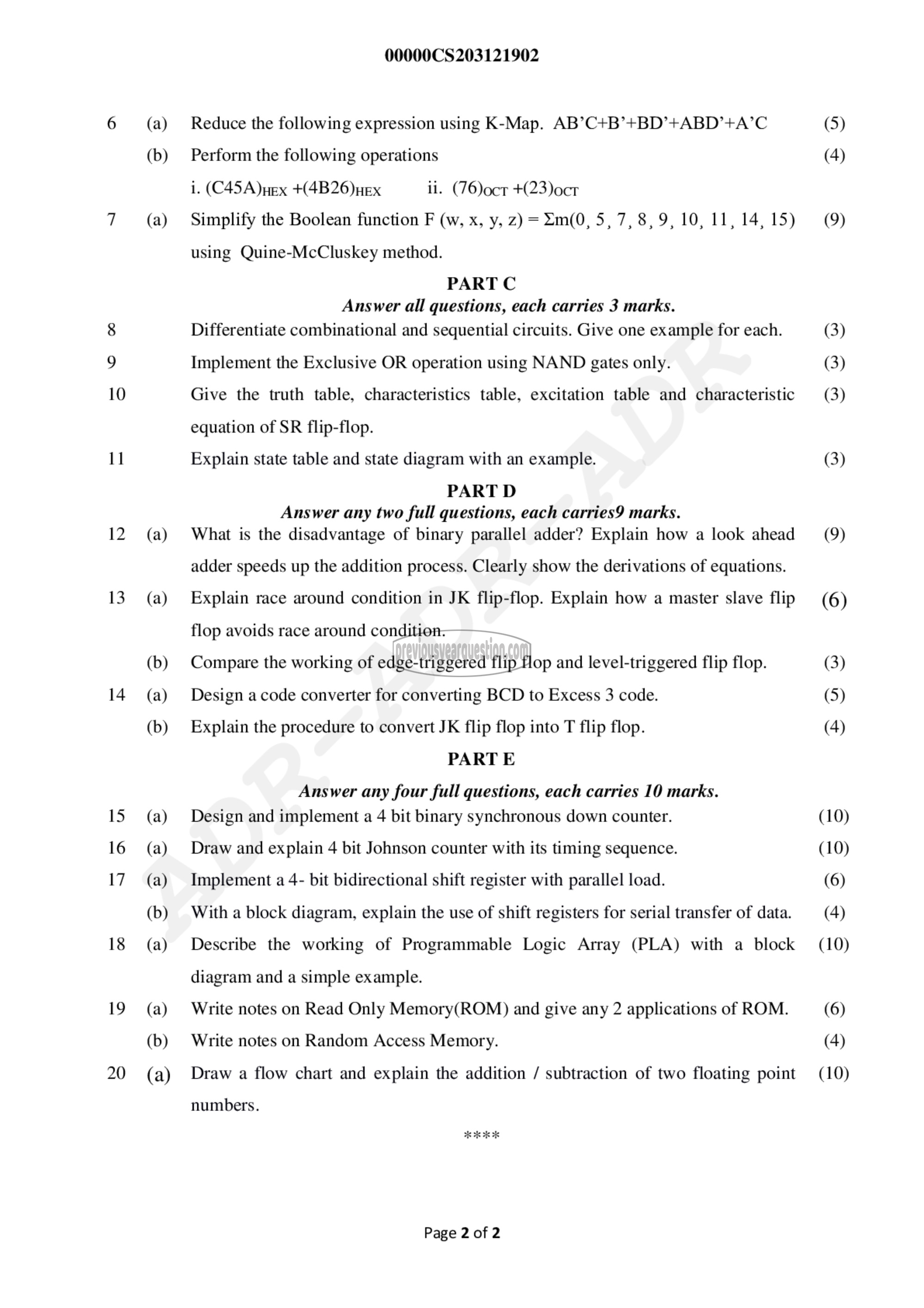 Question Paper - Switching Theory and Logic Design-2