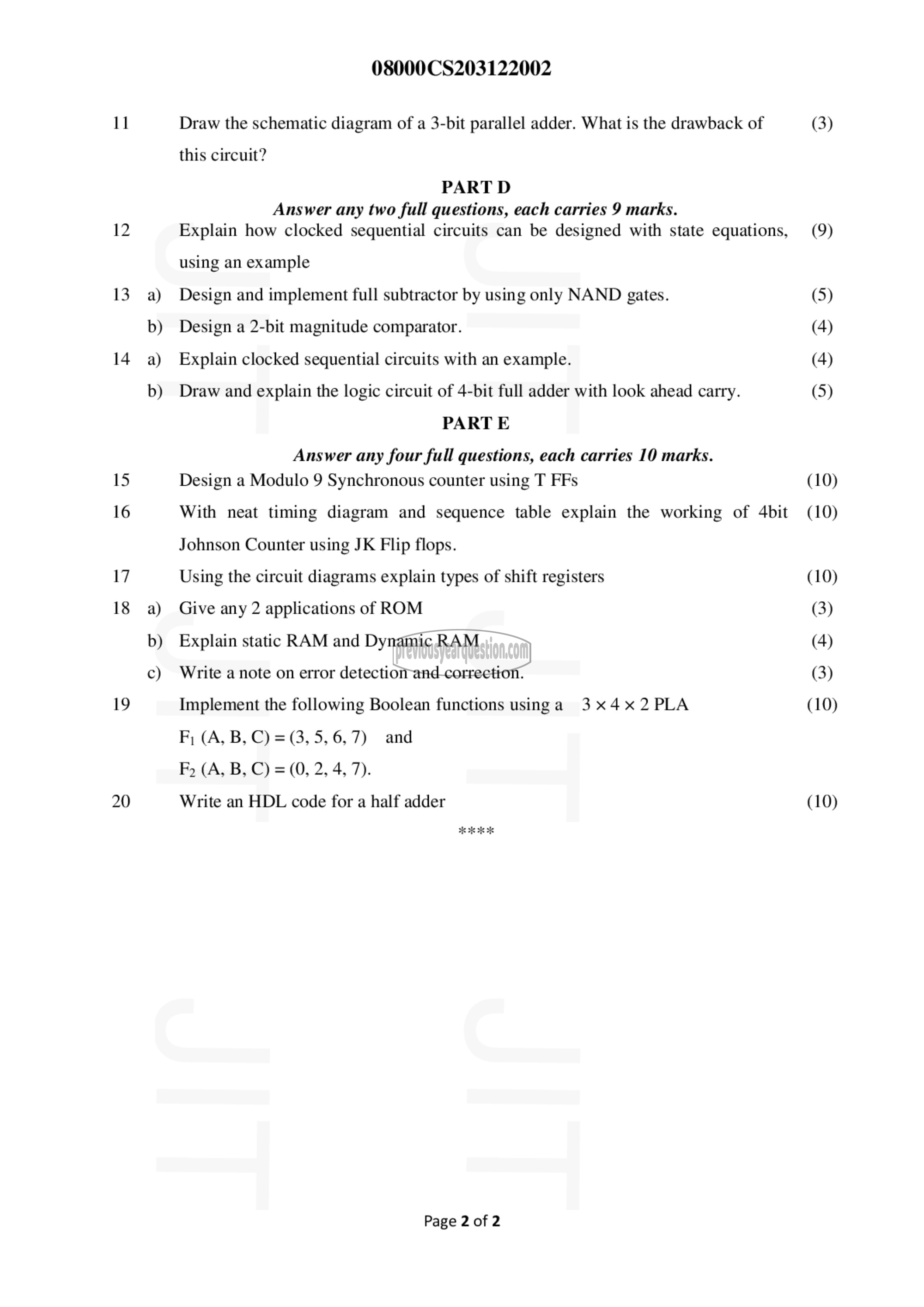 Question Paper - Switching Theory and Logic Design-2