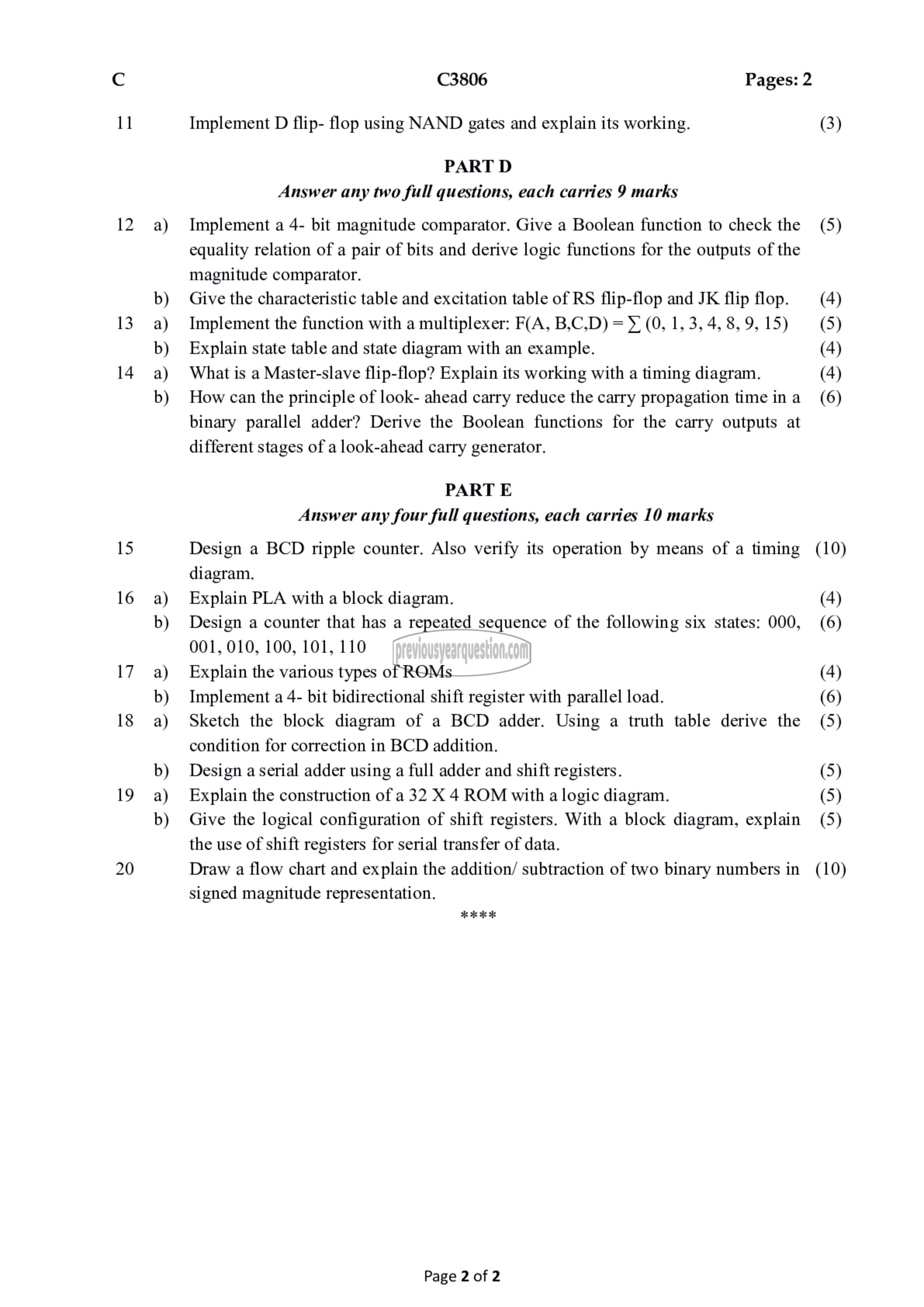 Question Paper - Switching Theory and Logic Design-2