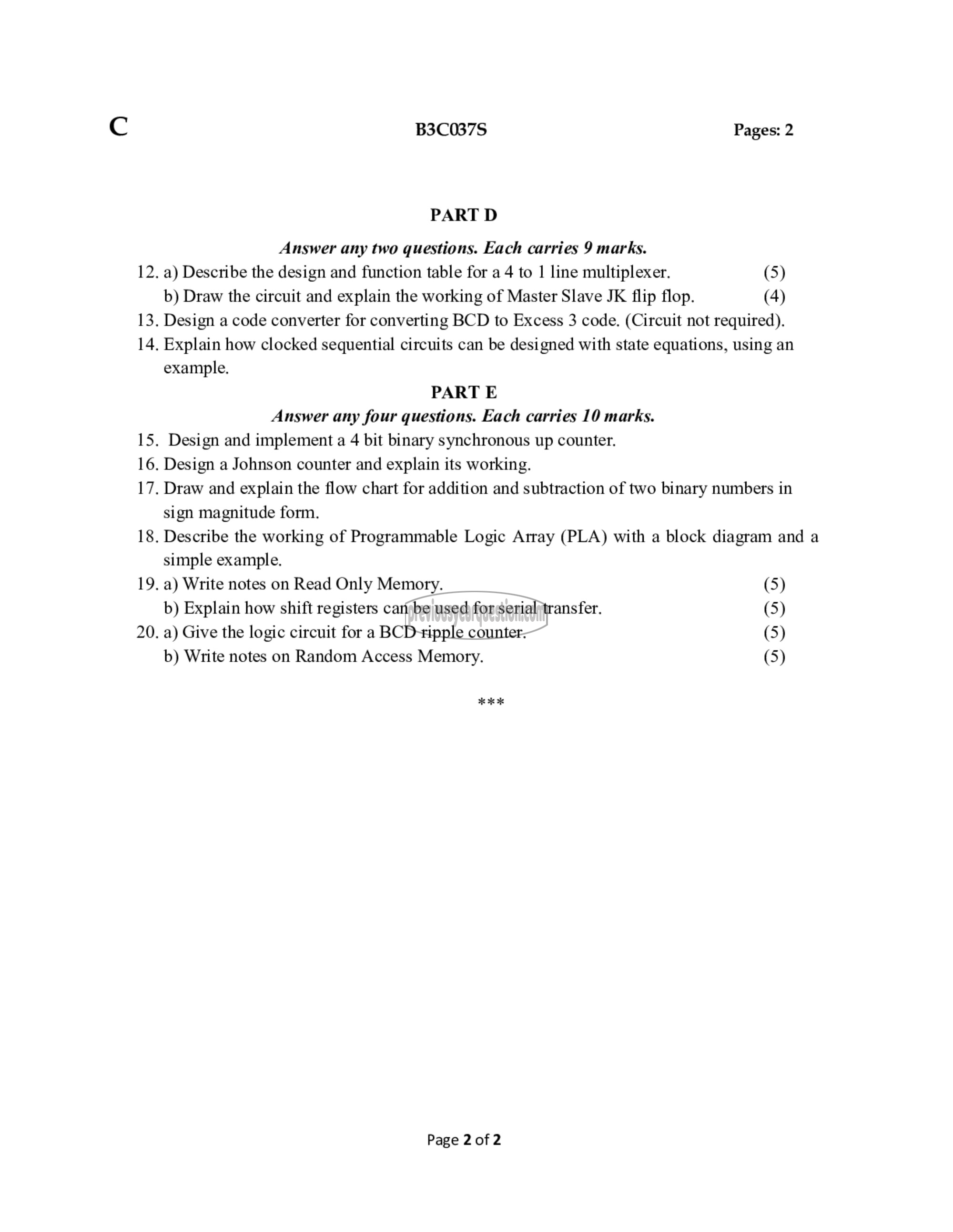 Question Paper - Switching Theory and Logic Design-2