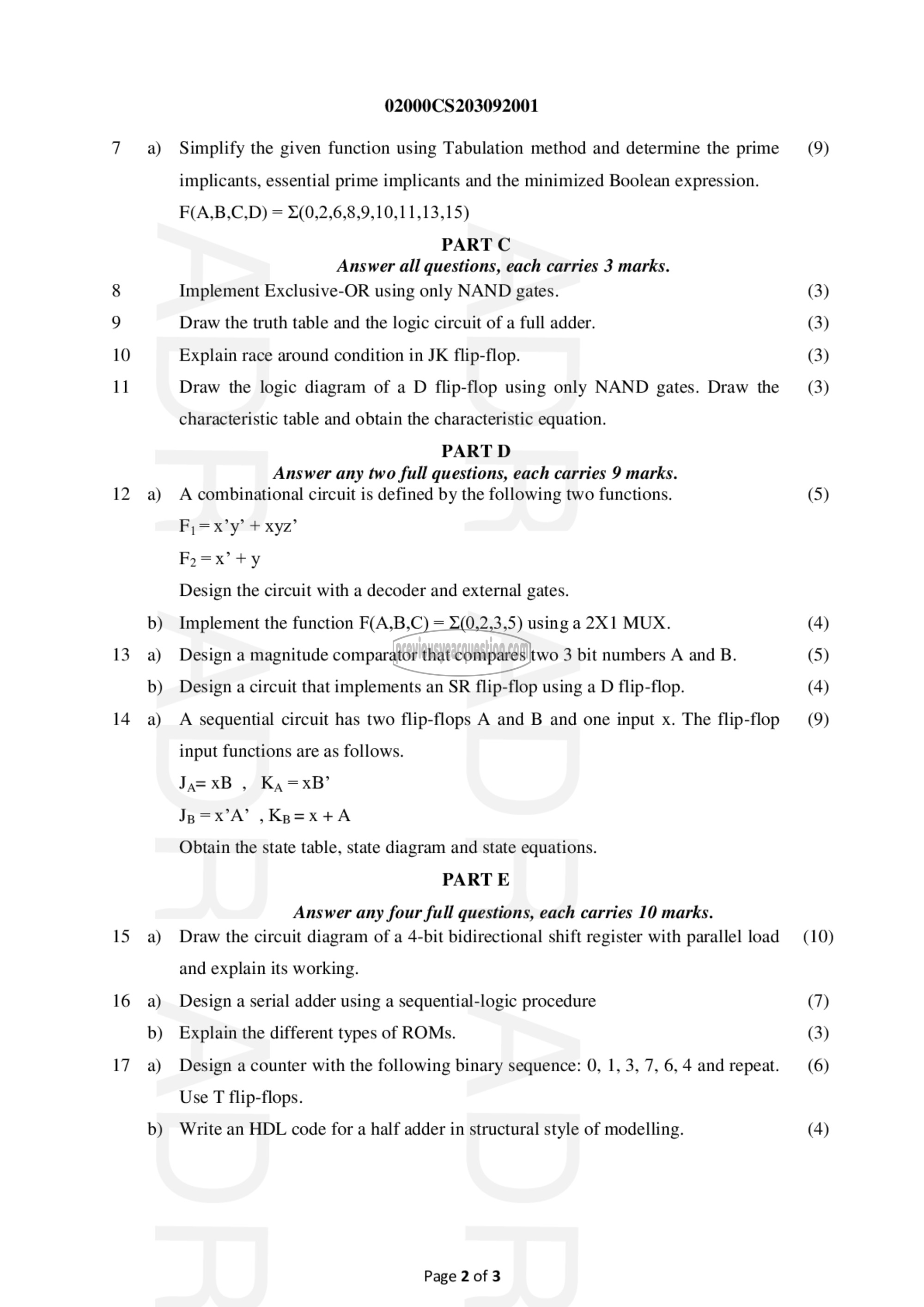 Question Paper - Switching Theory and Logic Design-2