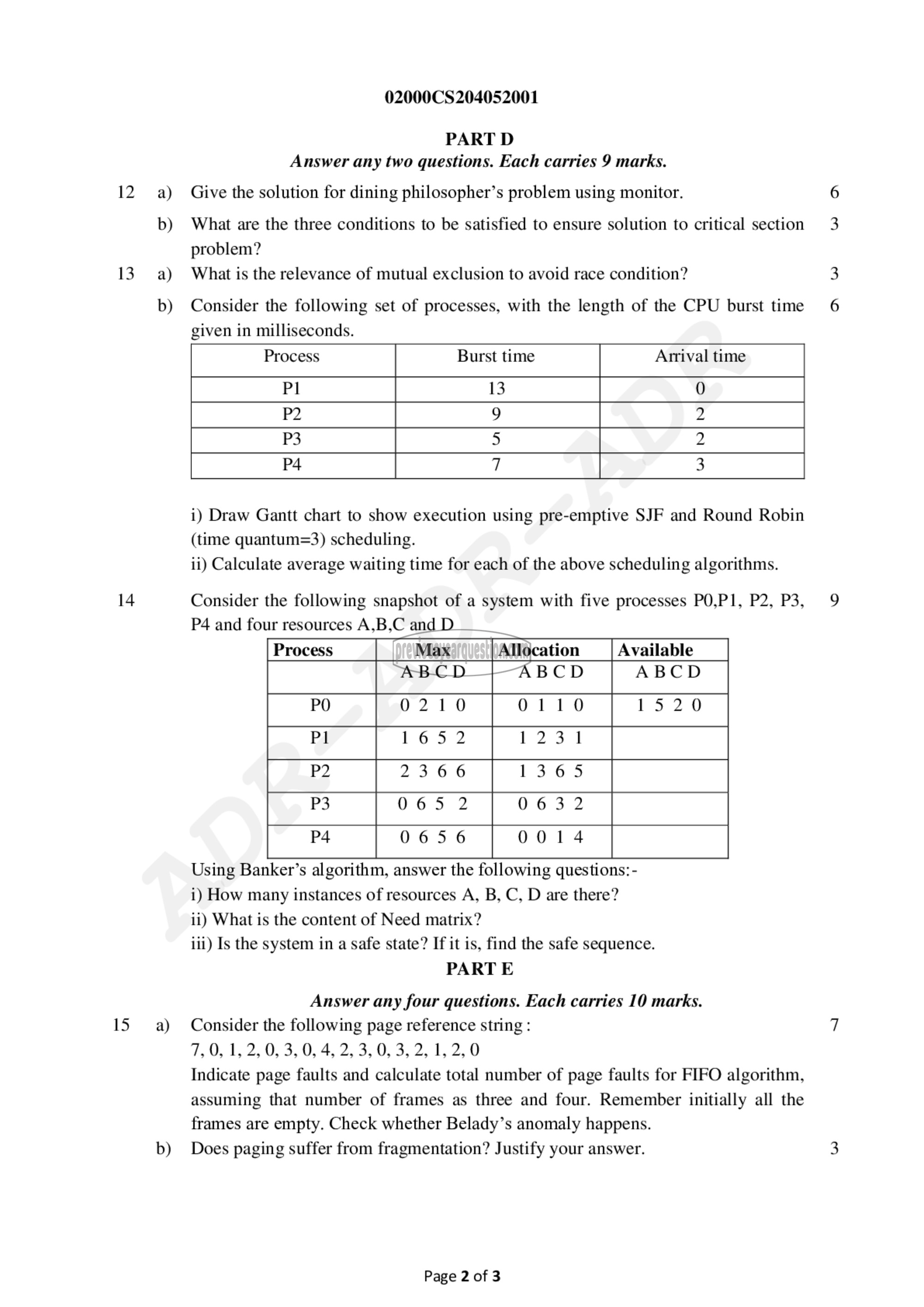 Question Paper - Operating Systems-2