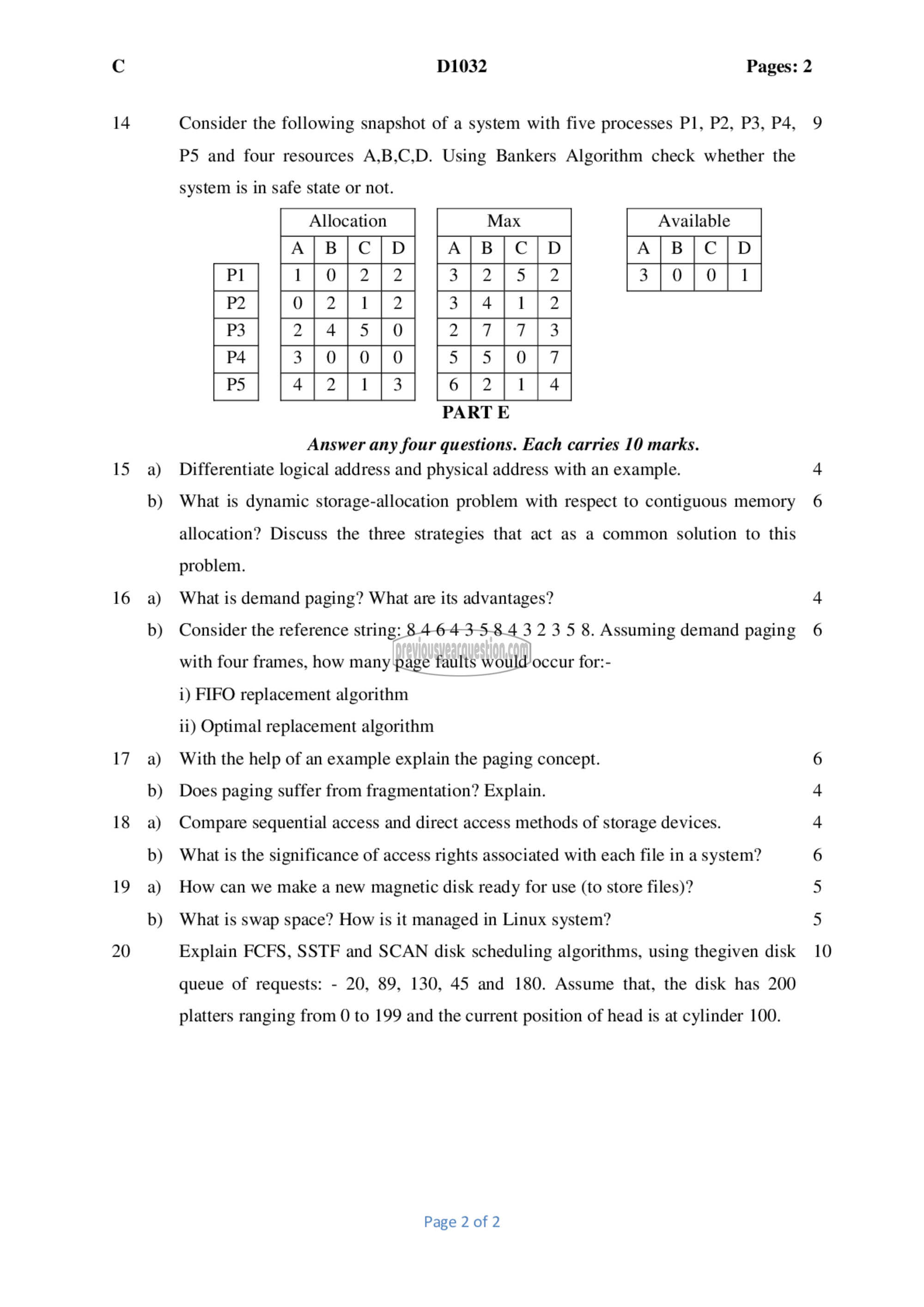 Question Paper - Operating Systems-2