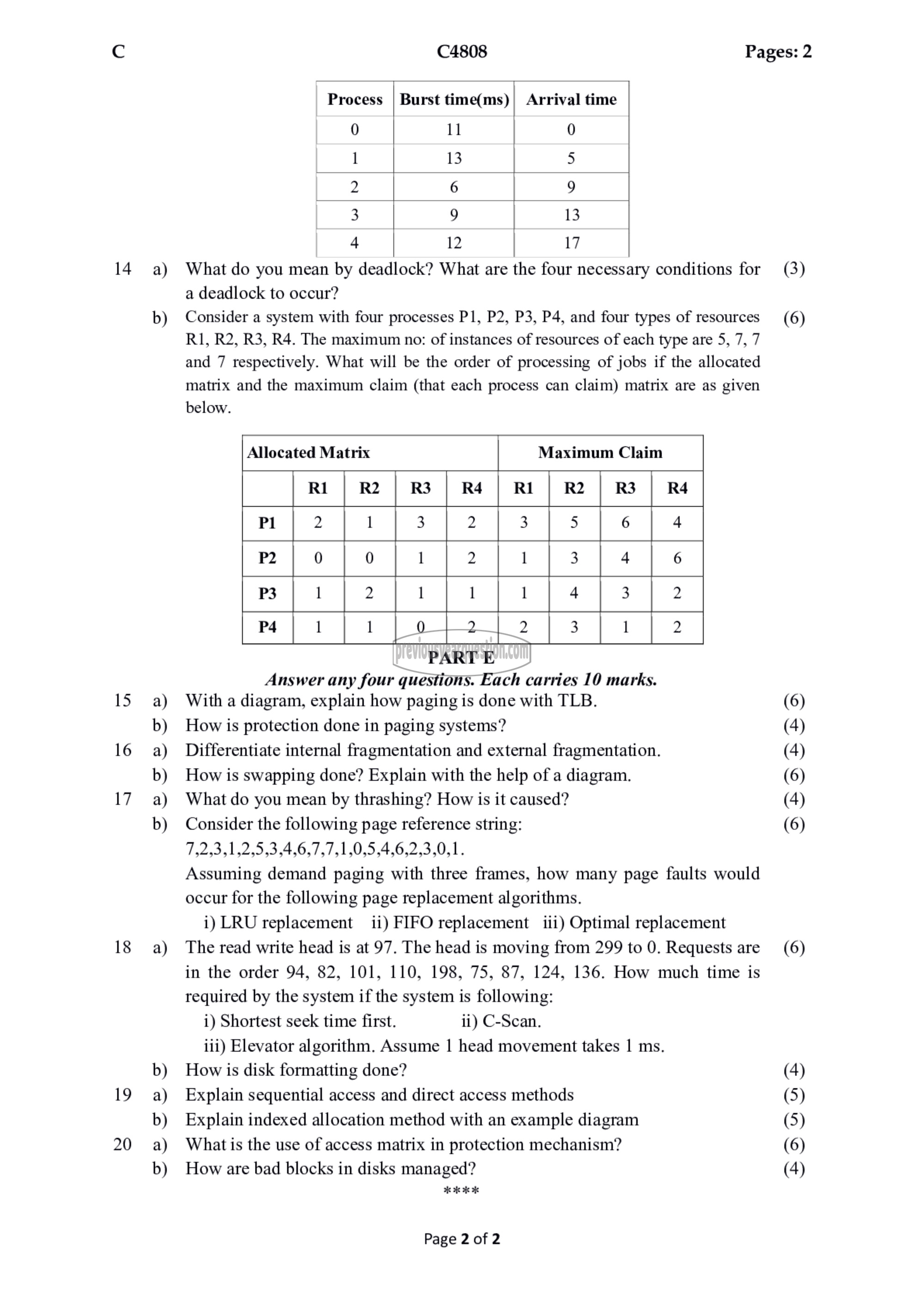 Question Paper - Operating Systems-2