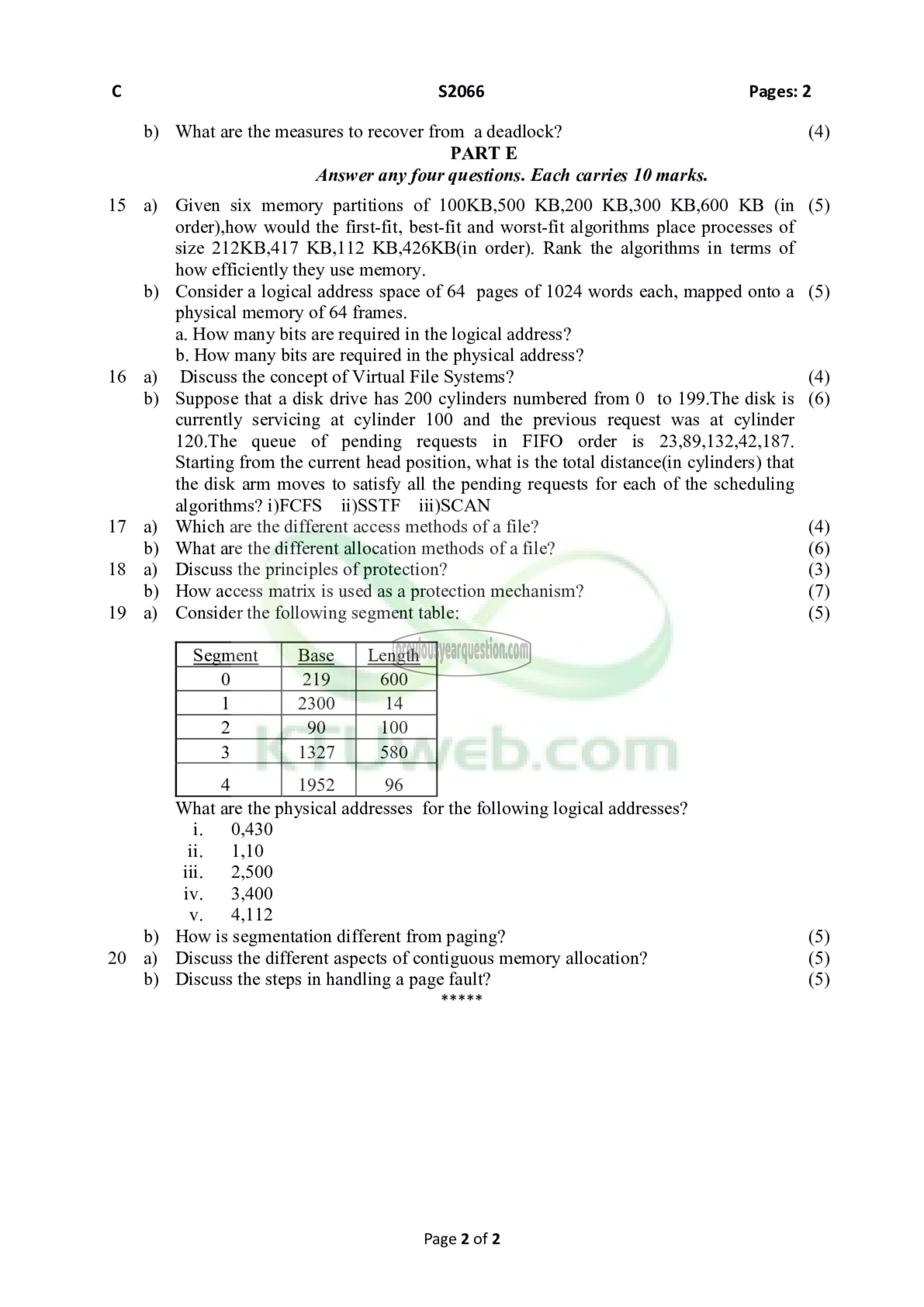 Question Paper - Operating Systems-2