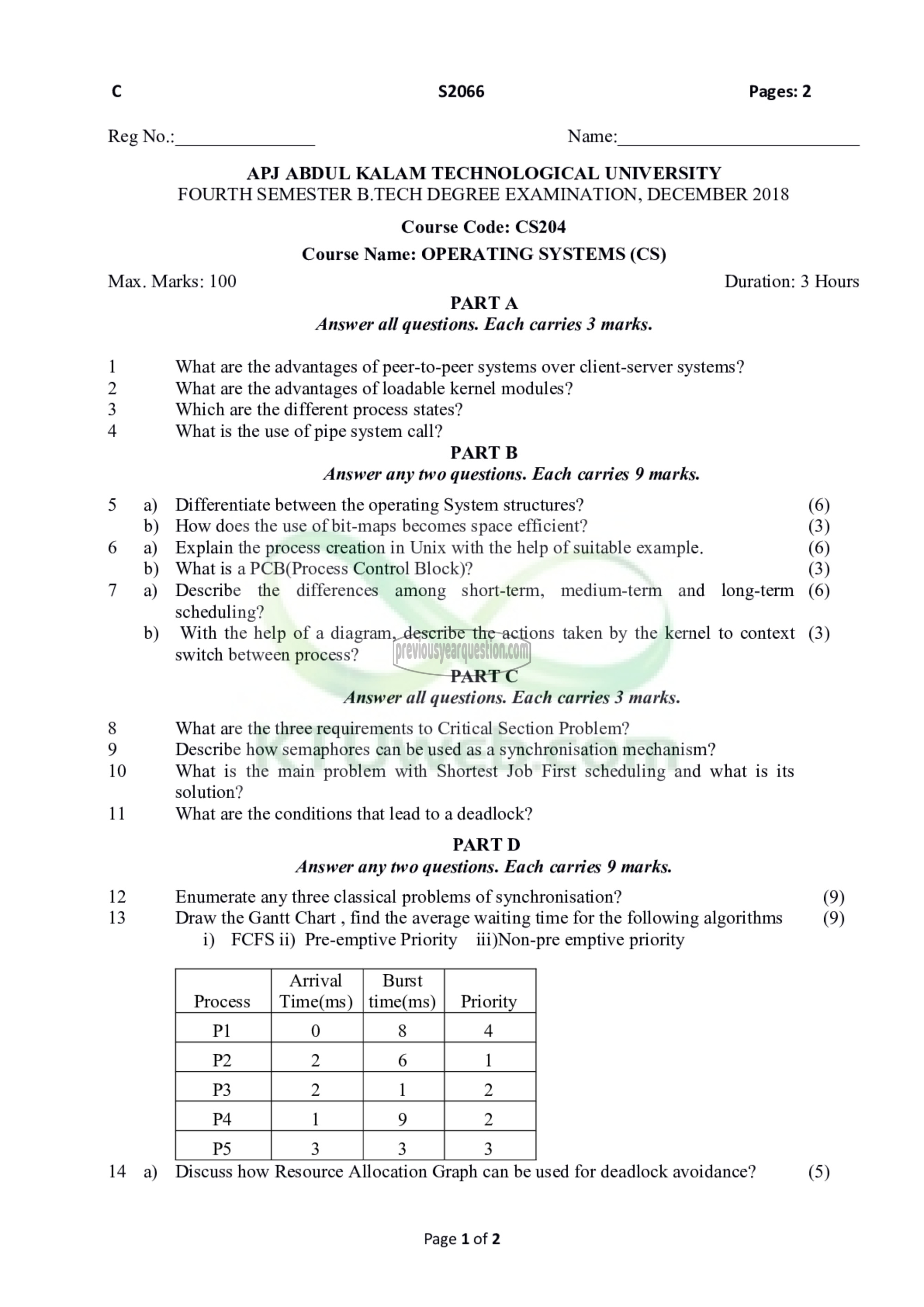 Question Paper - Operating Systems-1