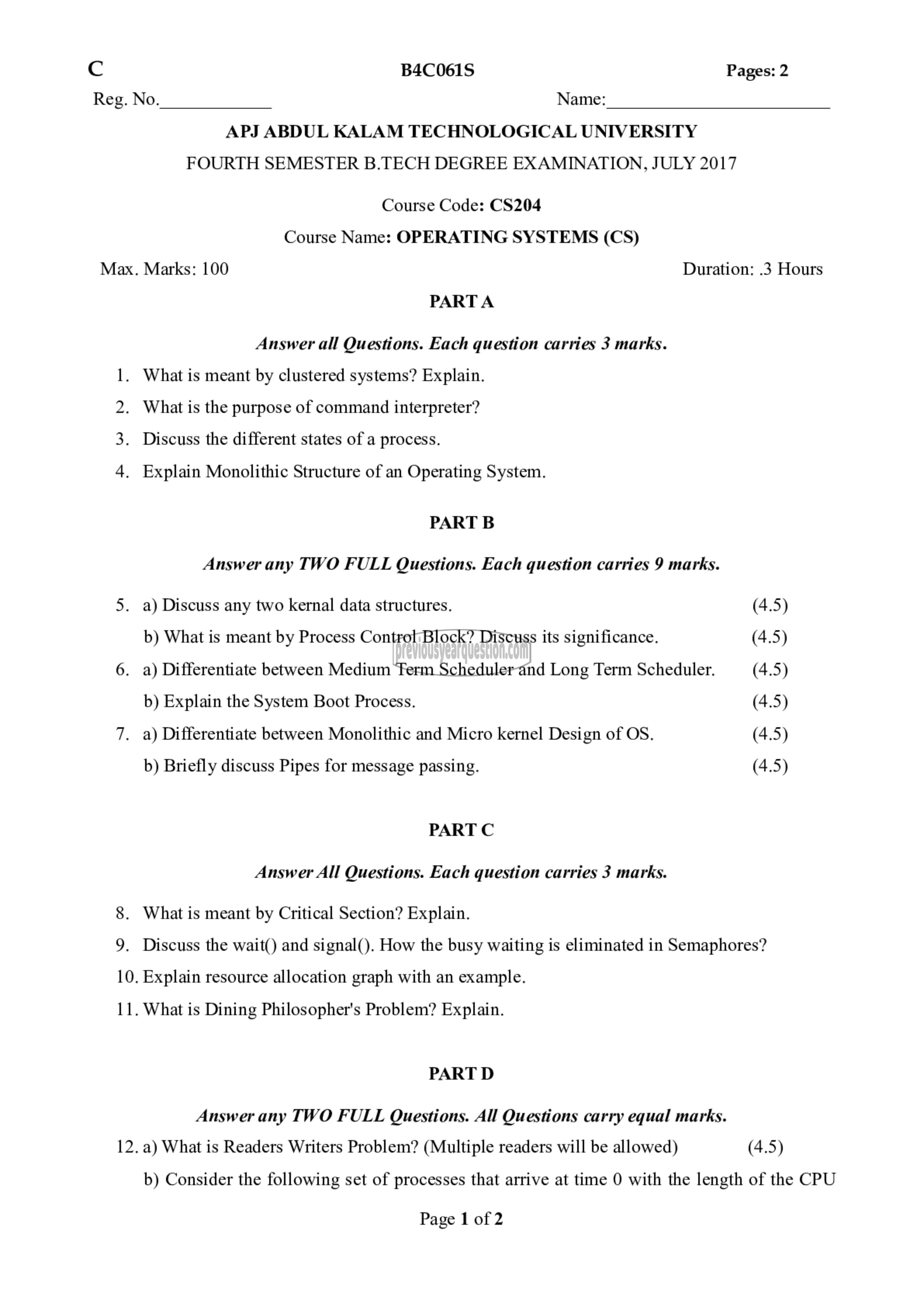 Question Paper - Operating Systems-1