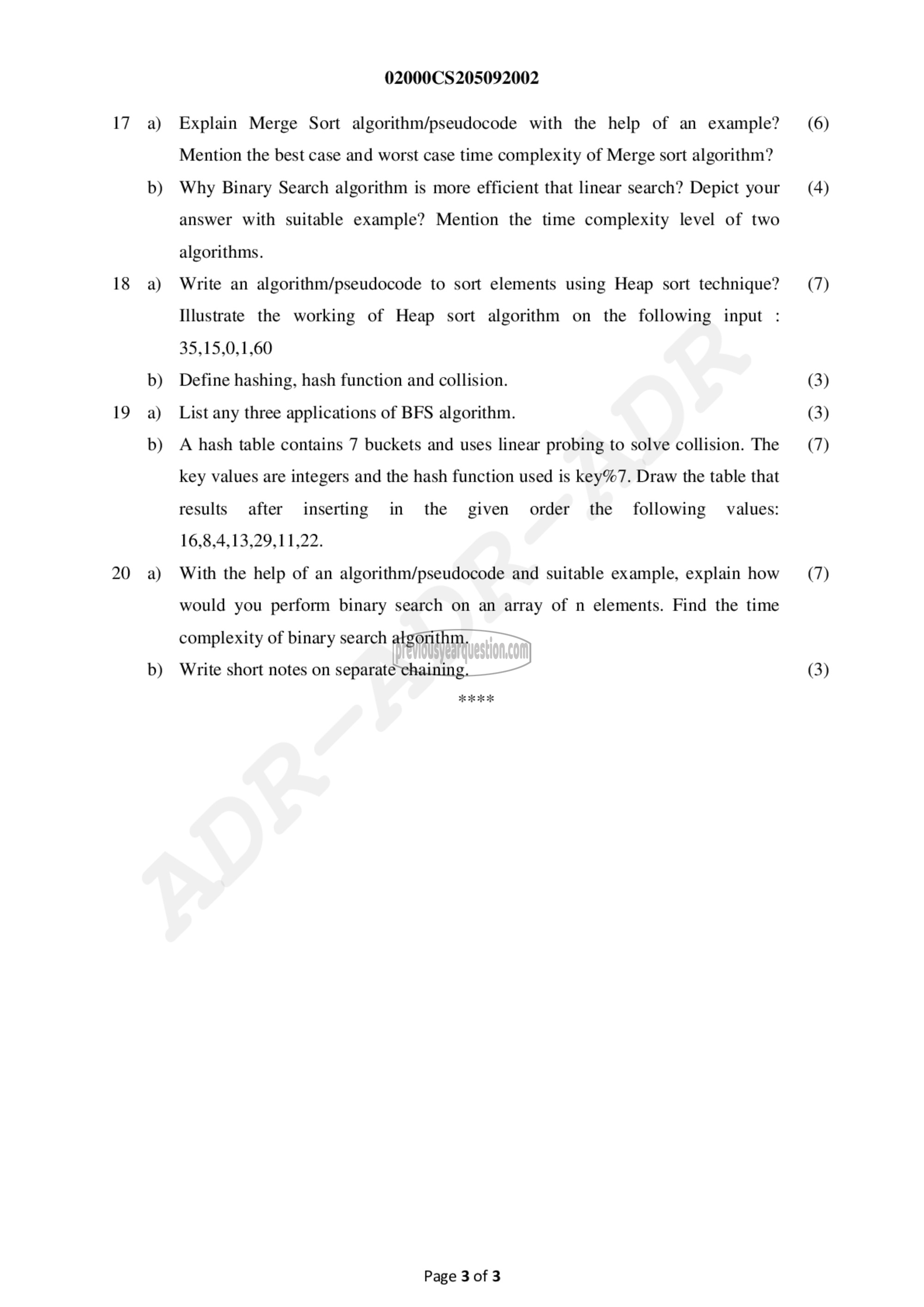 Question Paper - Data Structures-3