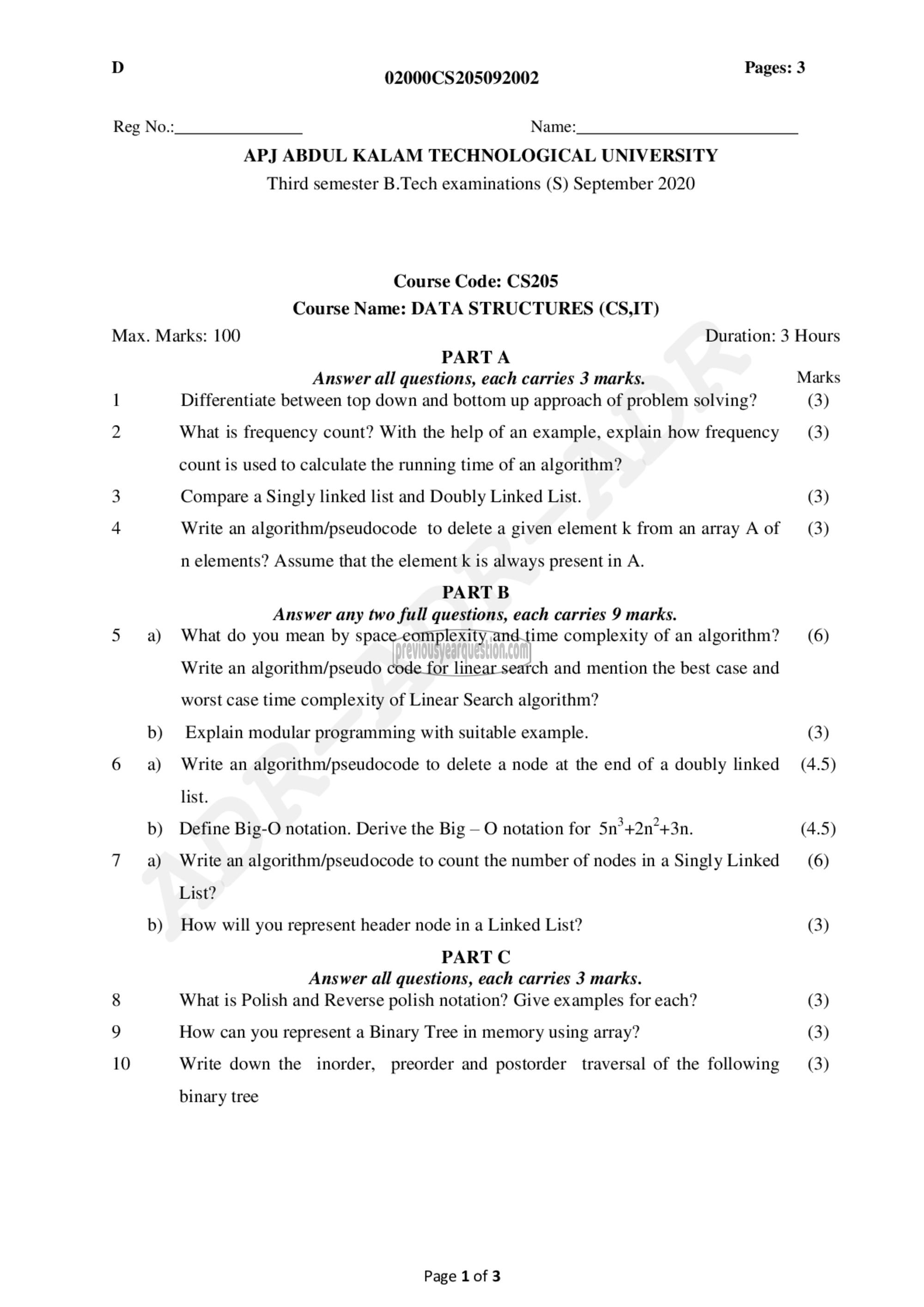 Question Paper - Data Structures-1