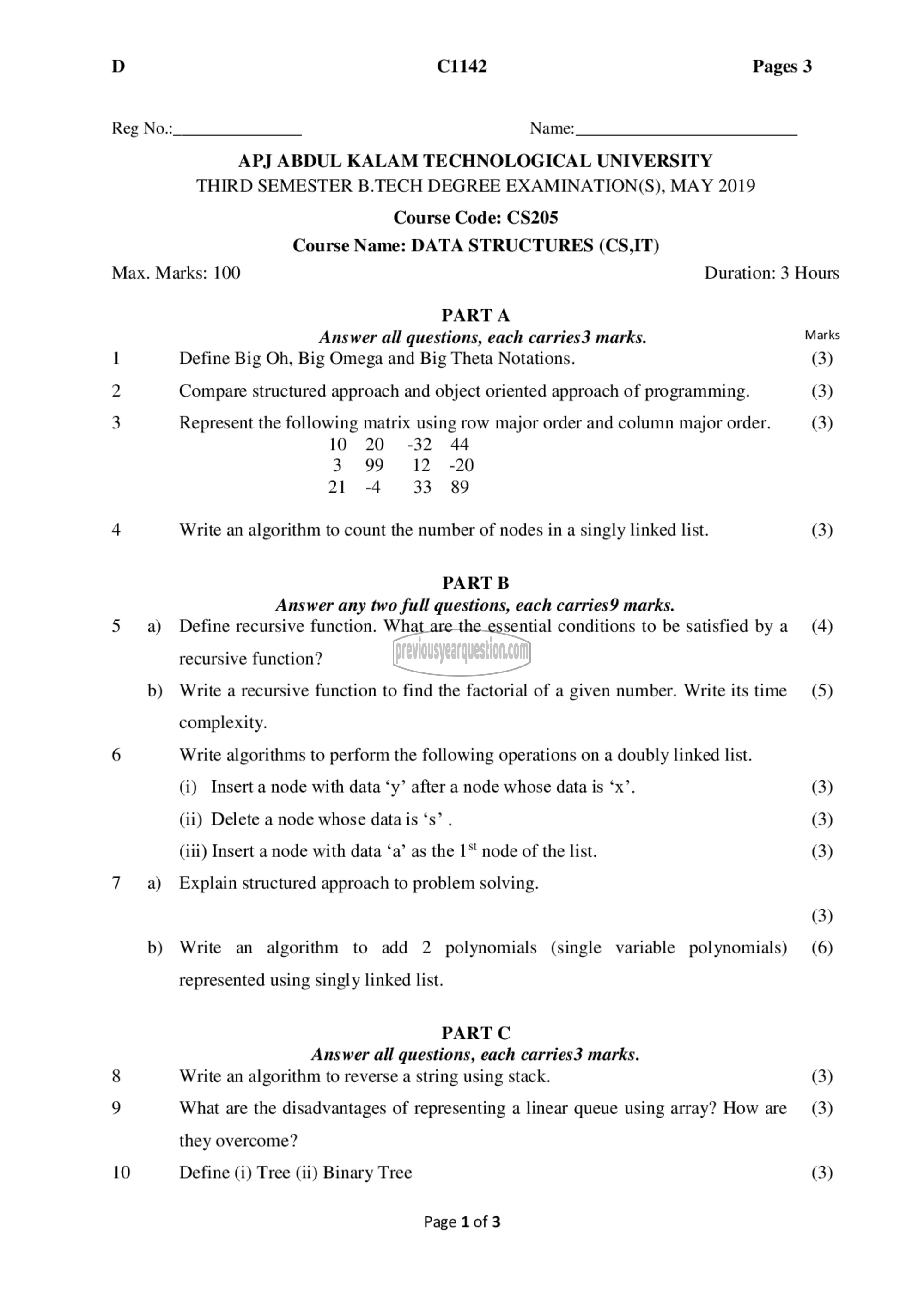 Question Paper - Data Structures-1