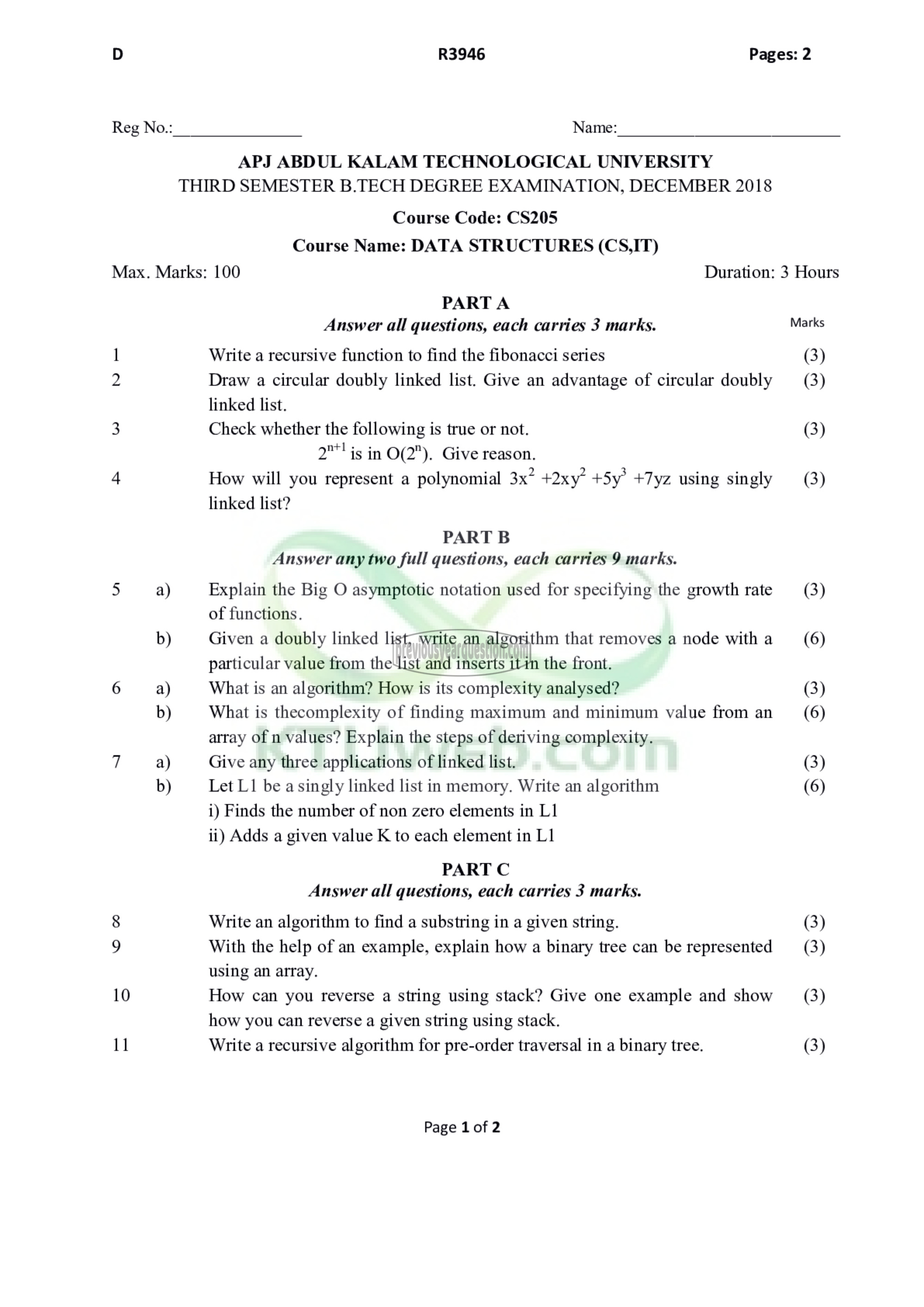 Question Paper - Data Structures-1