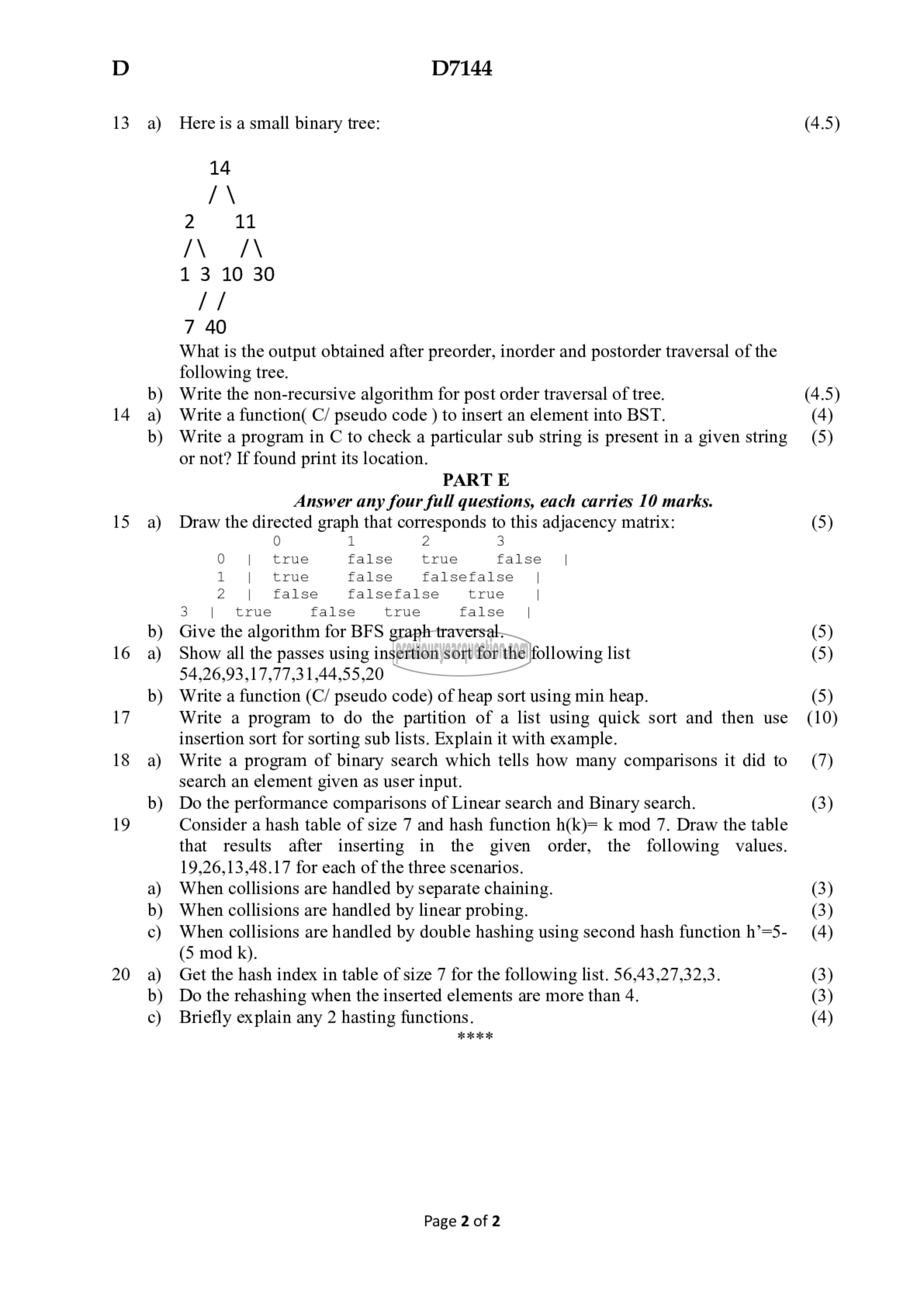 Question Paper - Data Structures-2