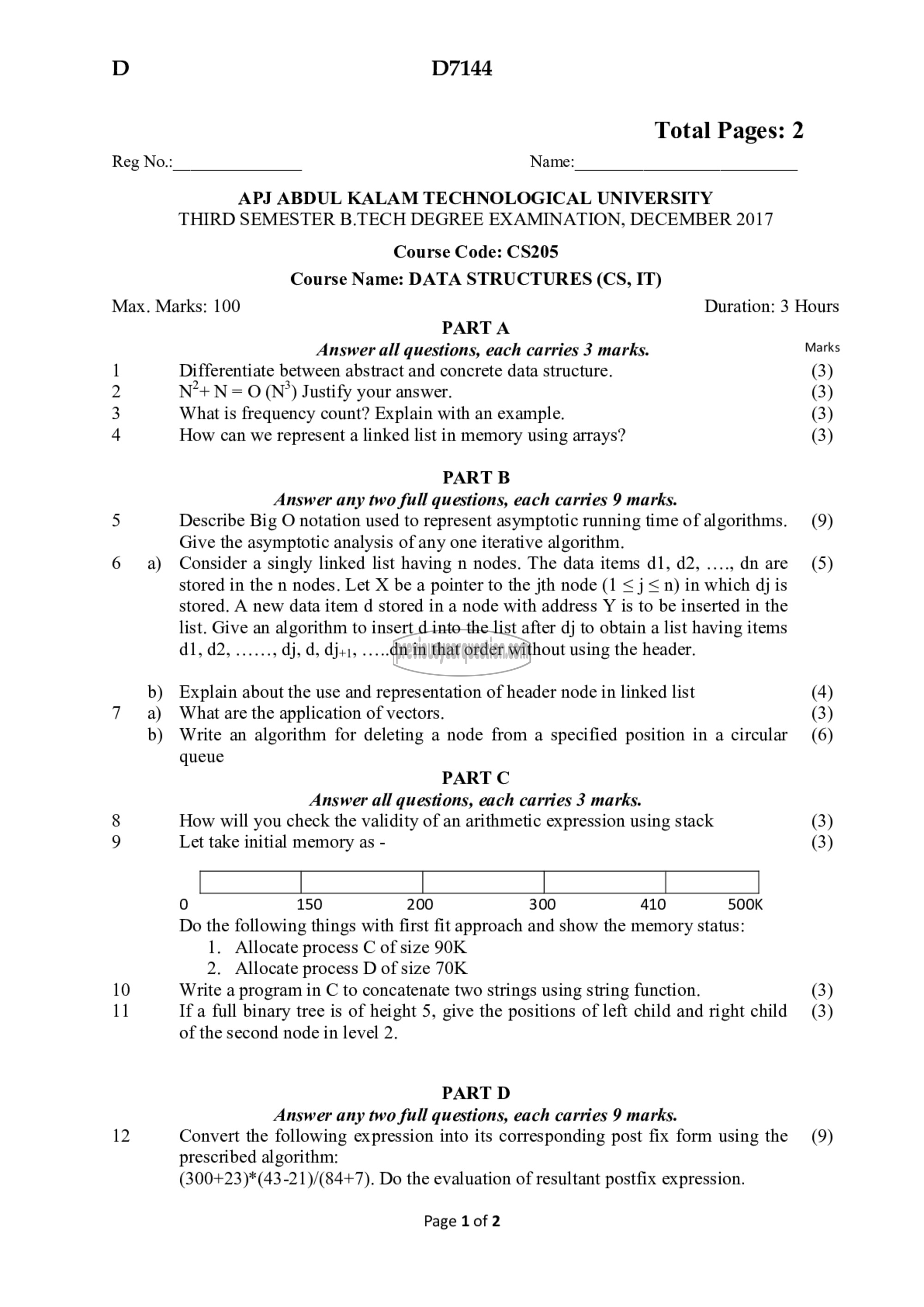 Question Paper - Data Structures-1