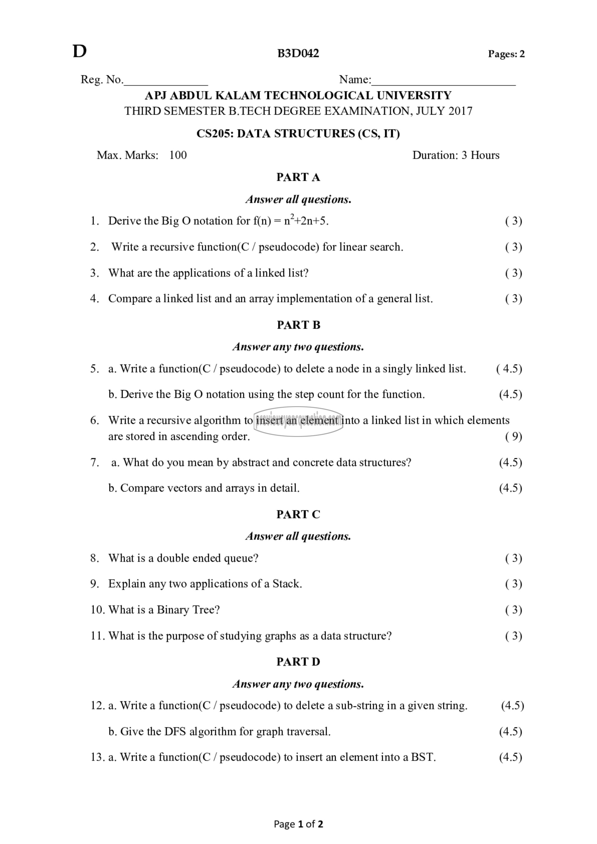 Question Paper - Data Structures-1