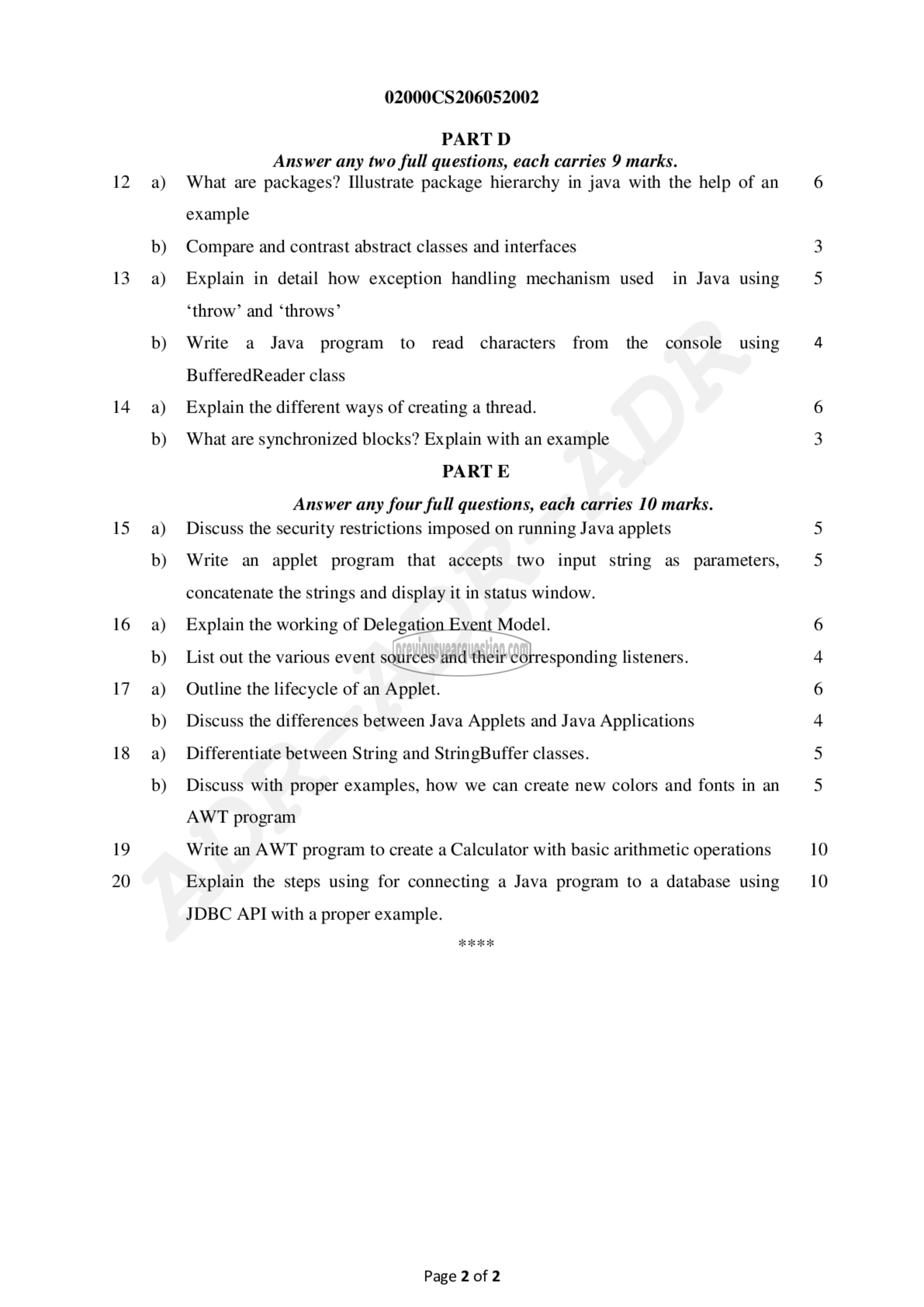 Question Paper - Object Oriented Design and Programming-2