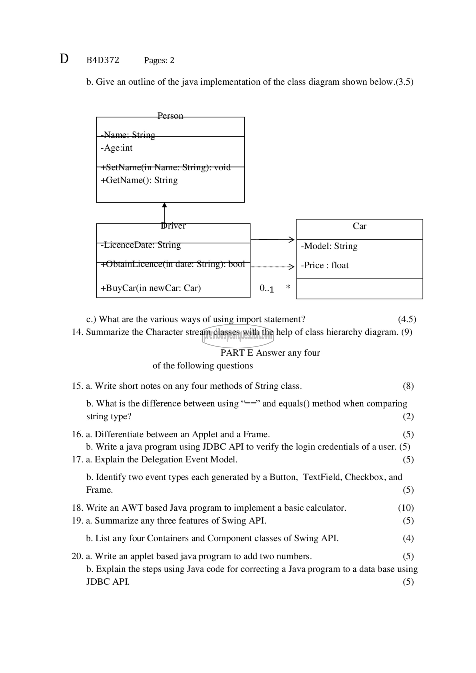 Question Paper - Object Oriented Design and Programming-2