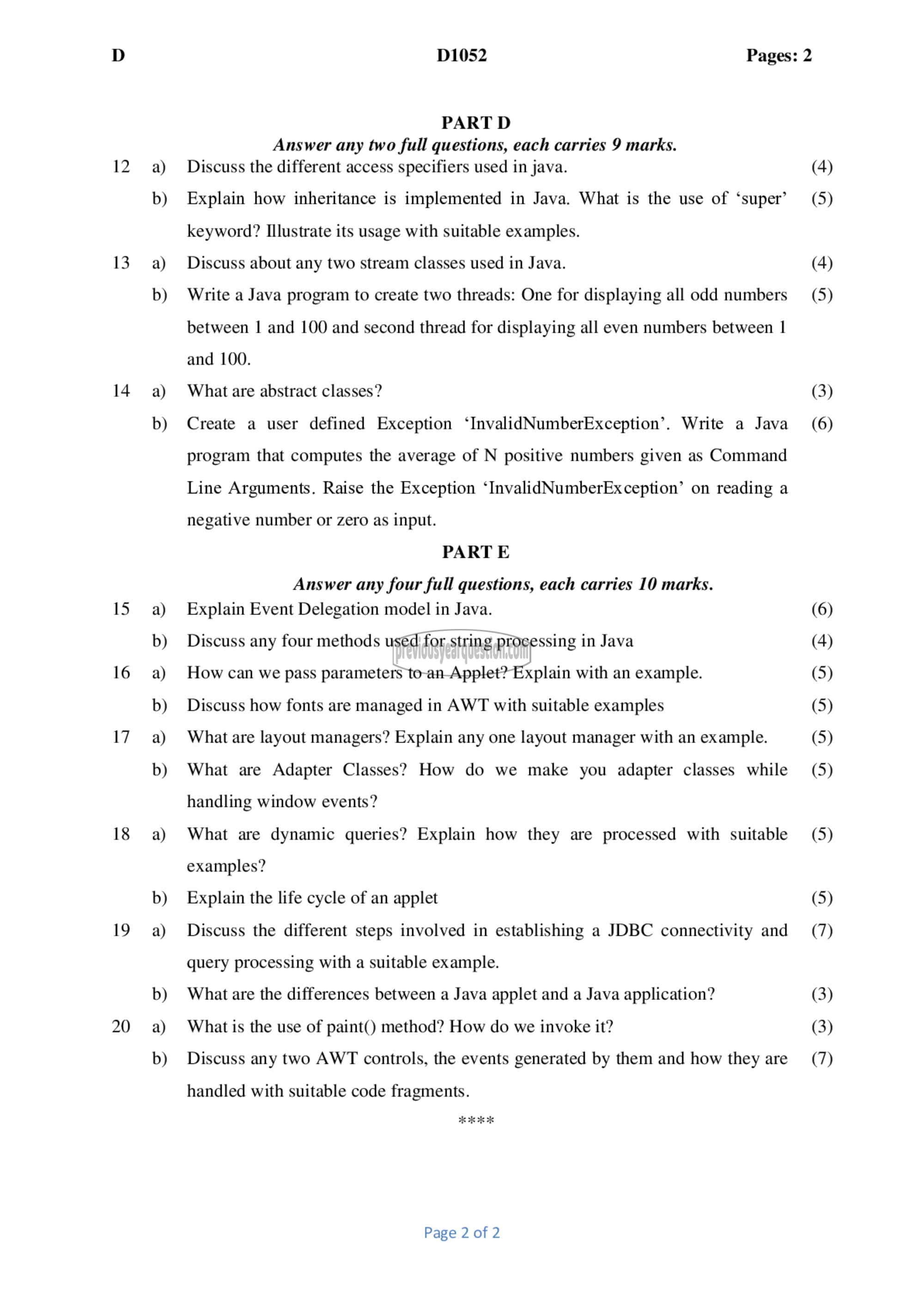 Question Paper - Object Oriented Design and Programming-2