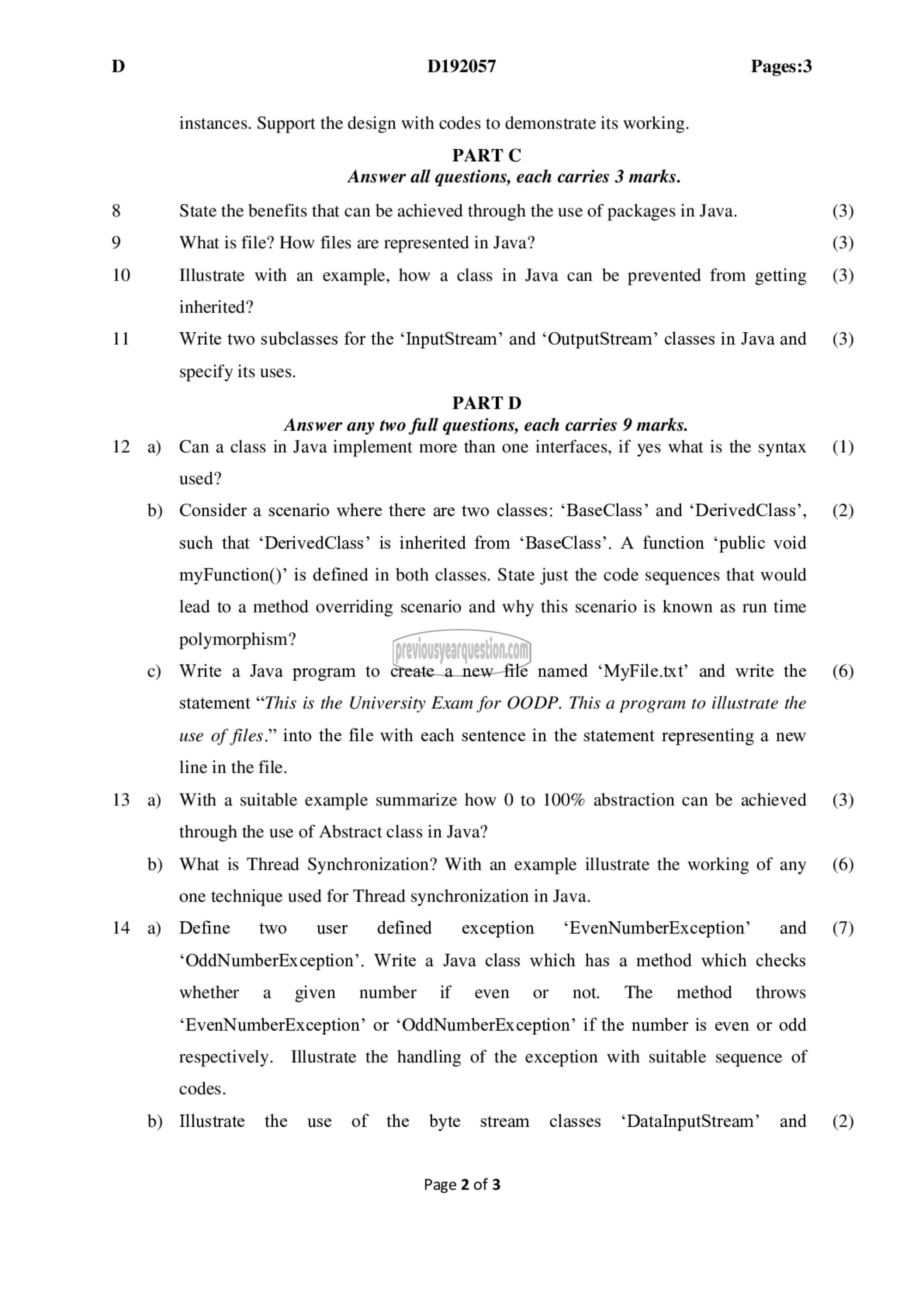 Question Paper - Object Oriented Design and Programming-2