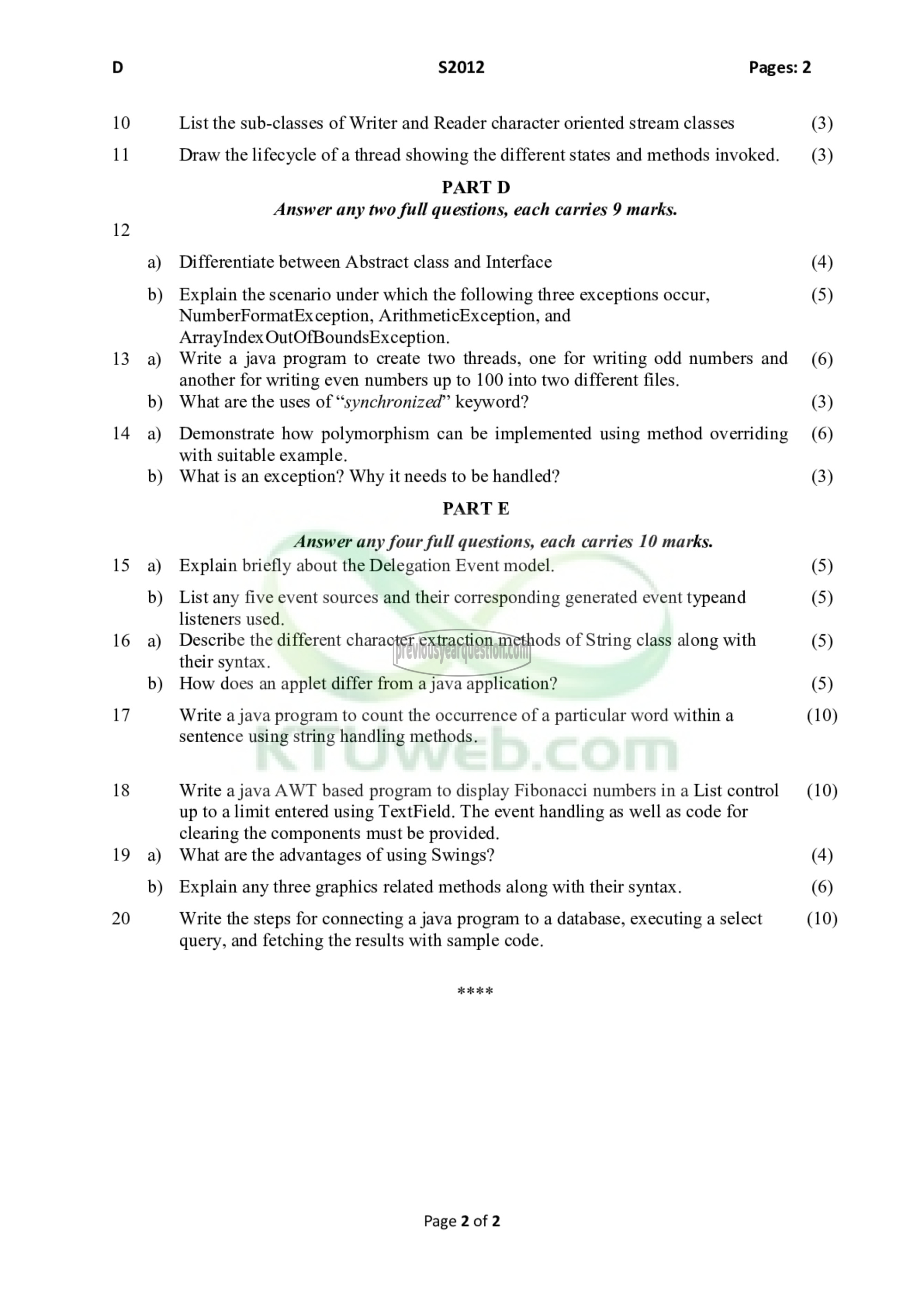 Question Paper - Object Oriented Design and Programming-2