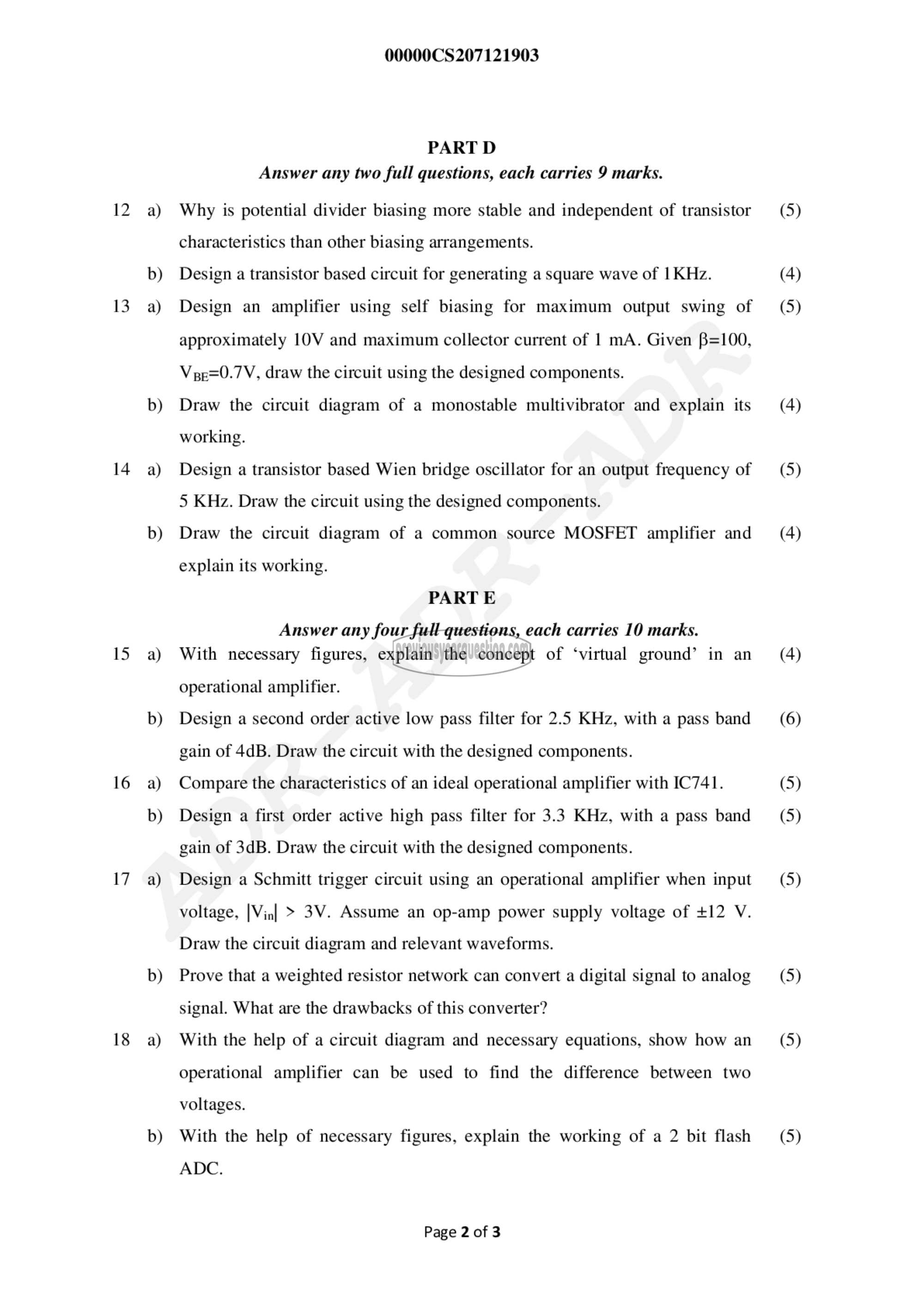 Question Paper - Electronics Devices & Circuits-2