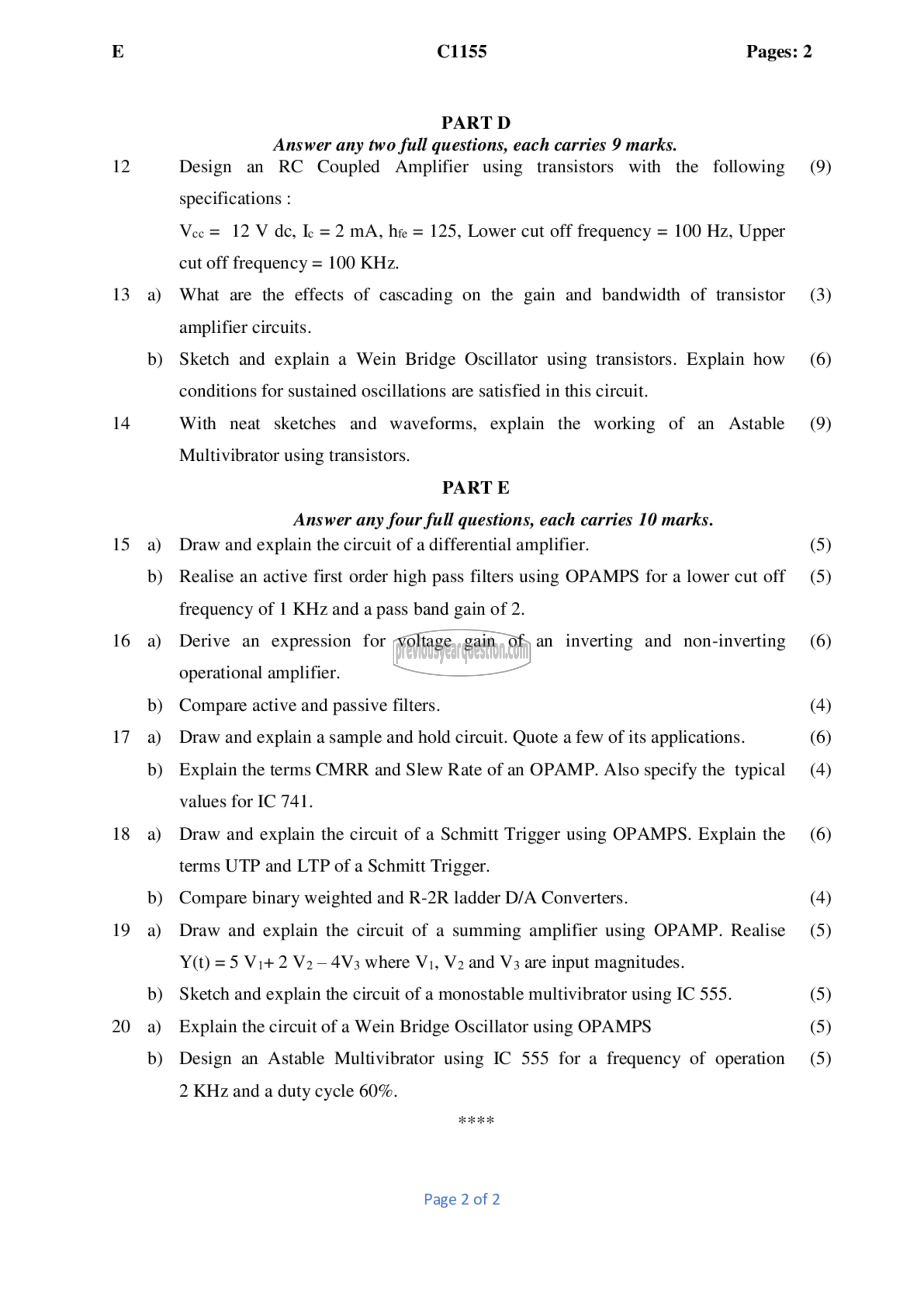 Question Paper - Electronics Devices & Circuits-2