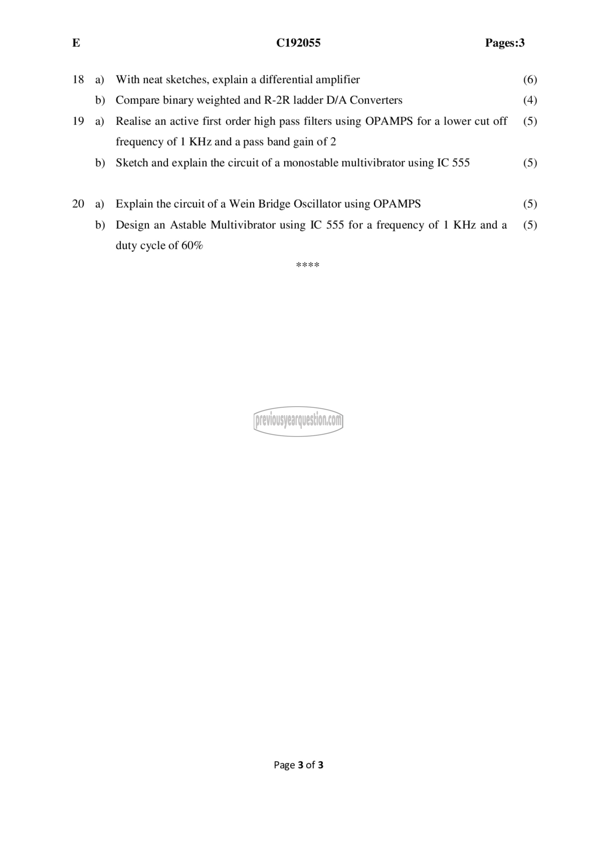 Question Paper - Electronics Devices & Circuits-3