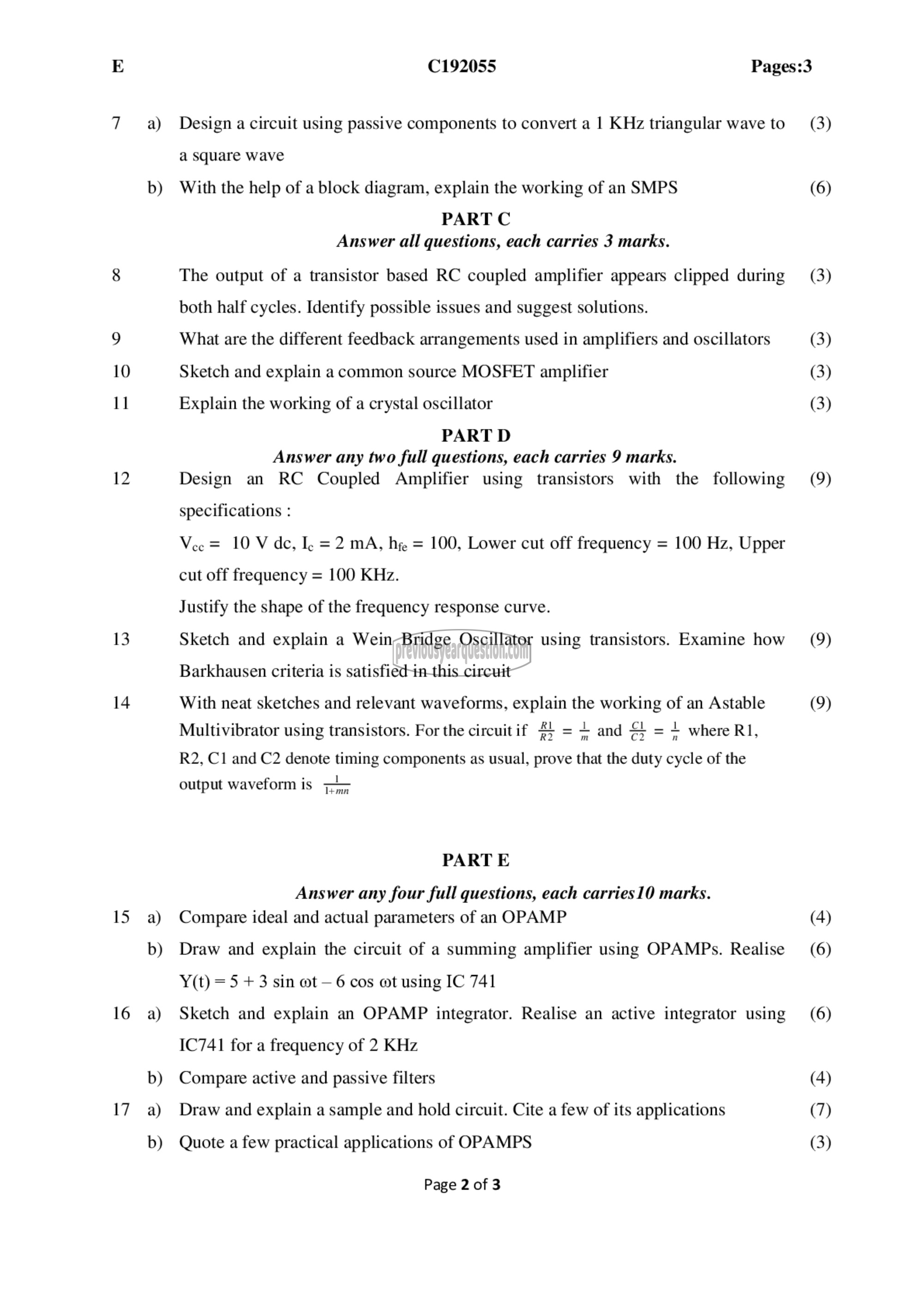 Question Paper - Electronics Devices & Circuits-2