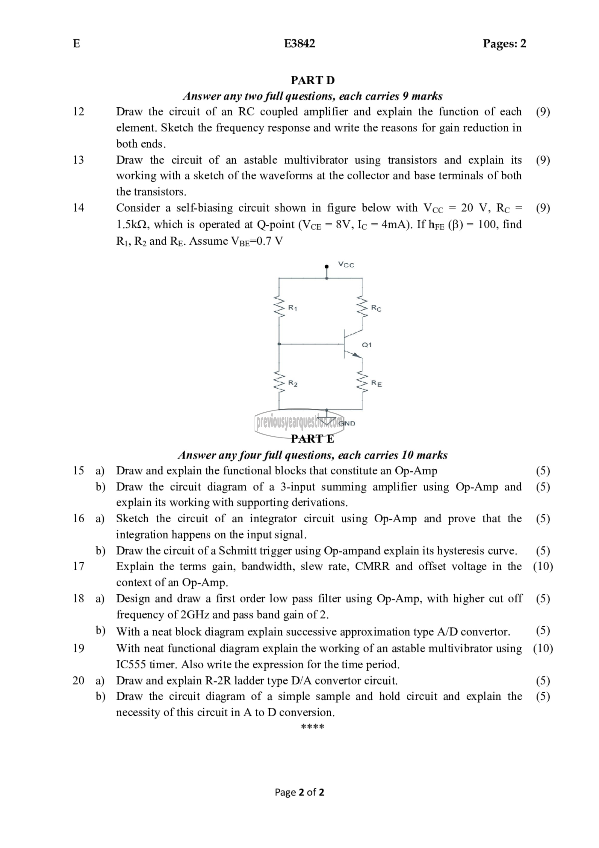 Question Paper - Electronics Devices & Circuits-2