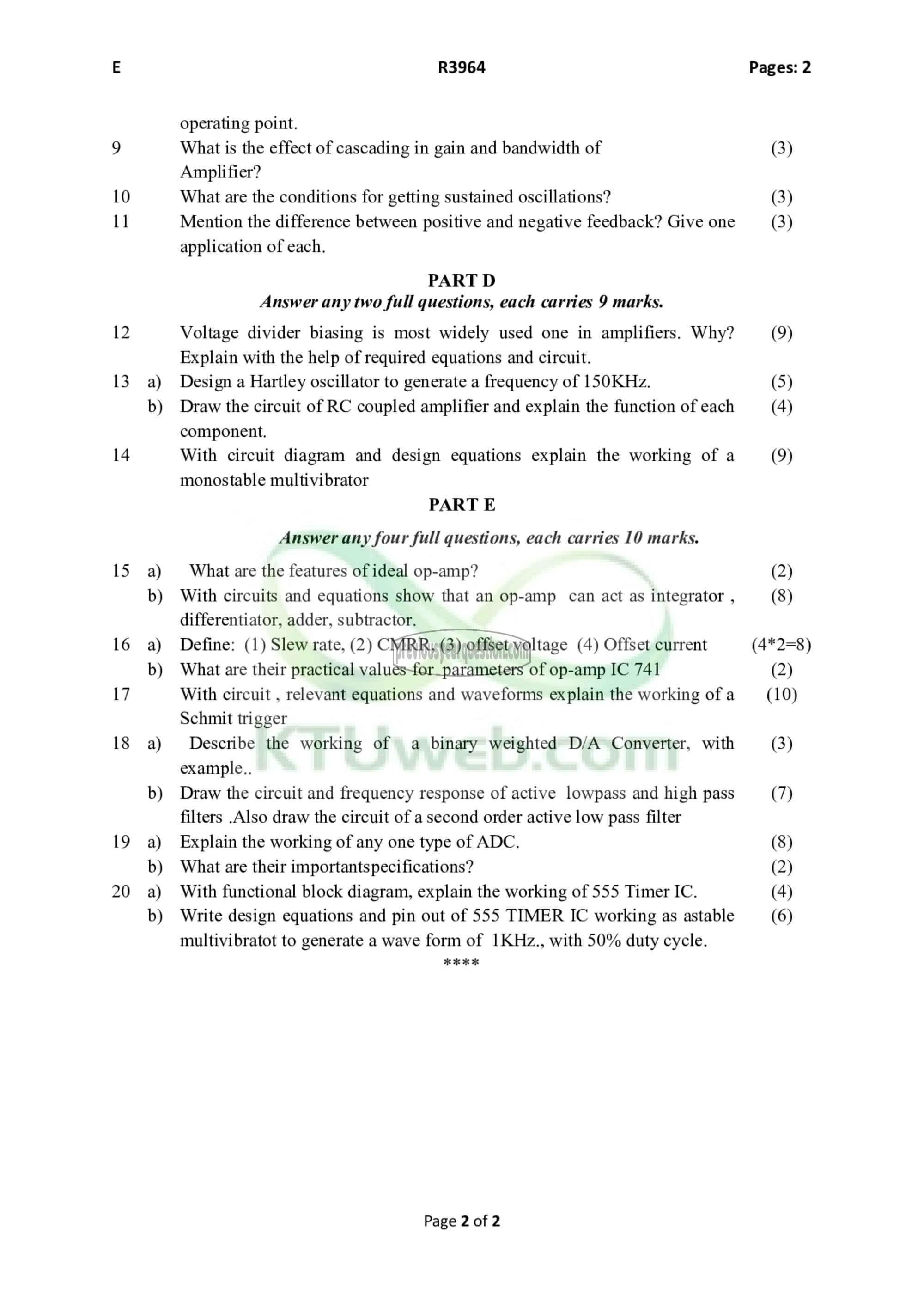 Question Paper - Electronics Devices & Circuits-2