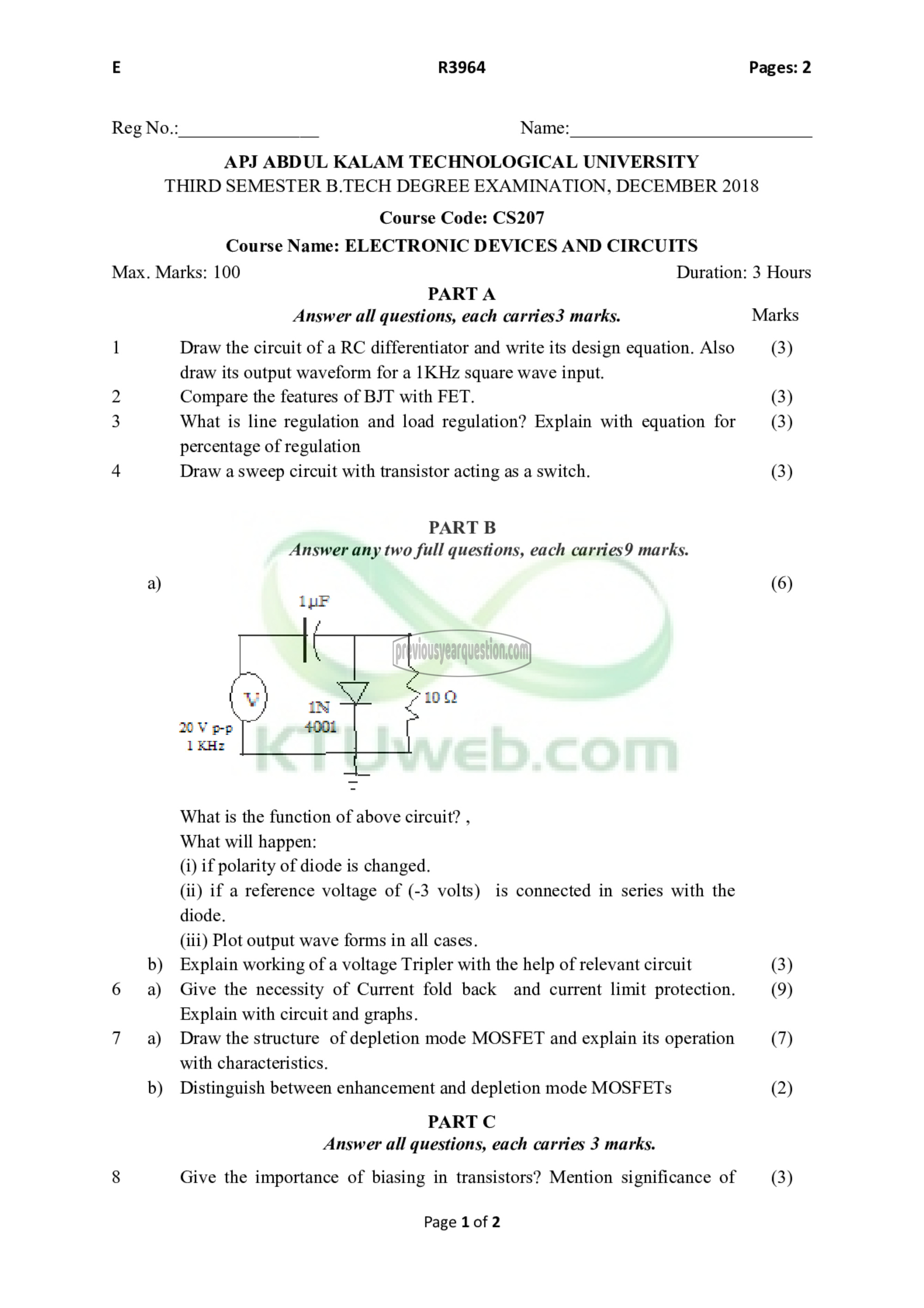 Question Paper - Electronics Devices & Circuits-1