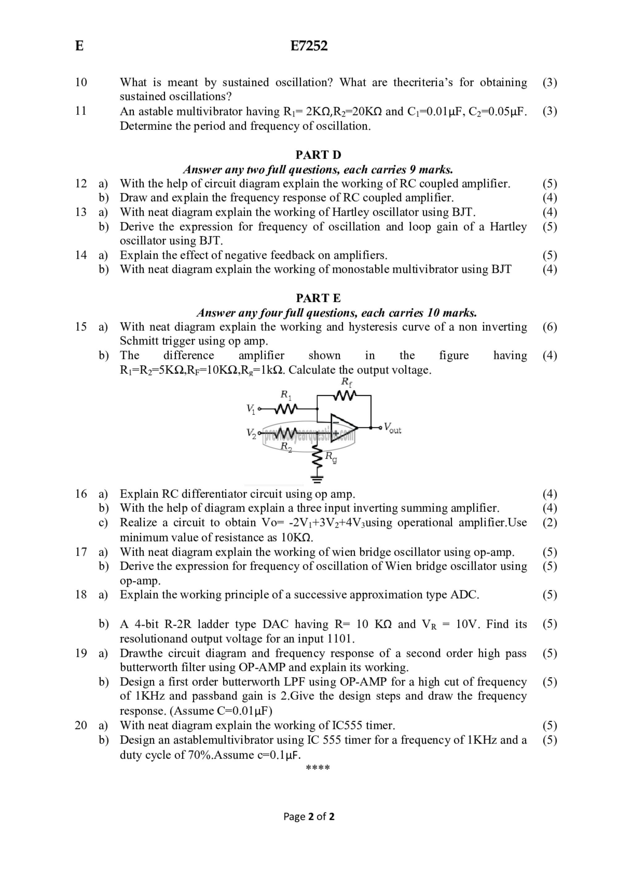 Question Paper - Electronics Devices & Circuits-2