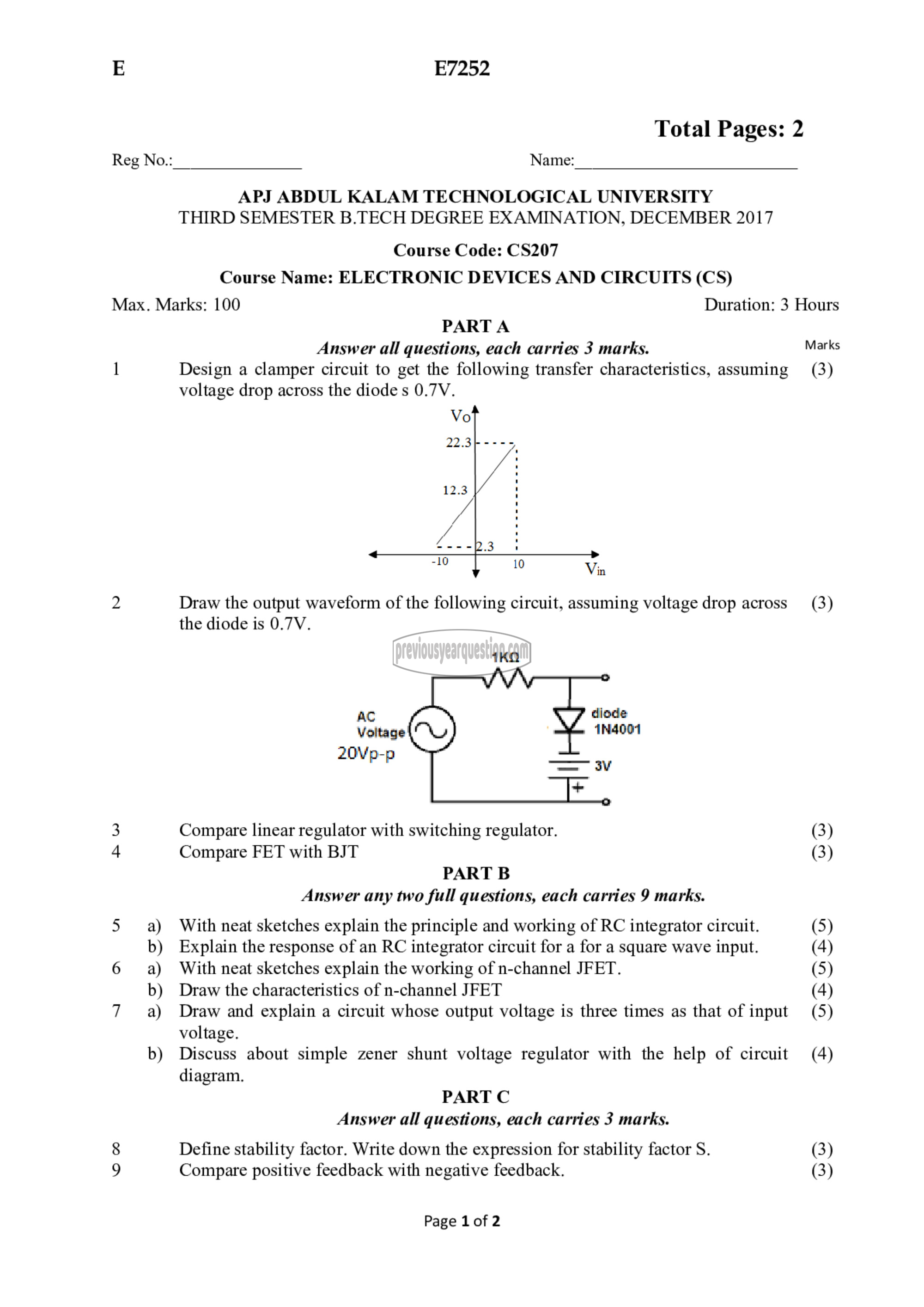 Question Paper - Electronics Devices & Circuits-1