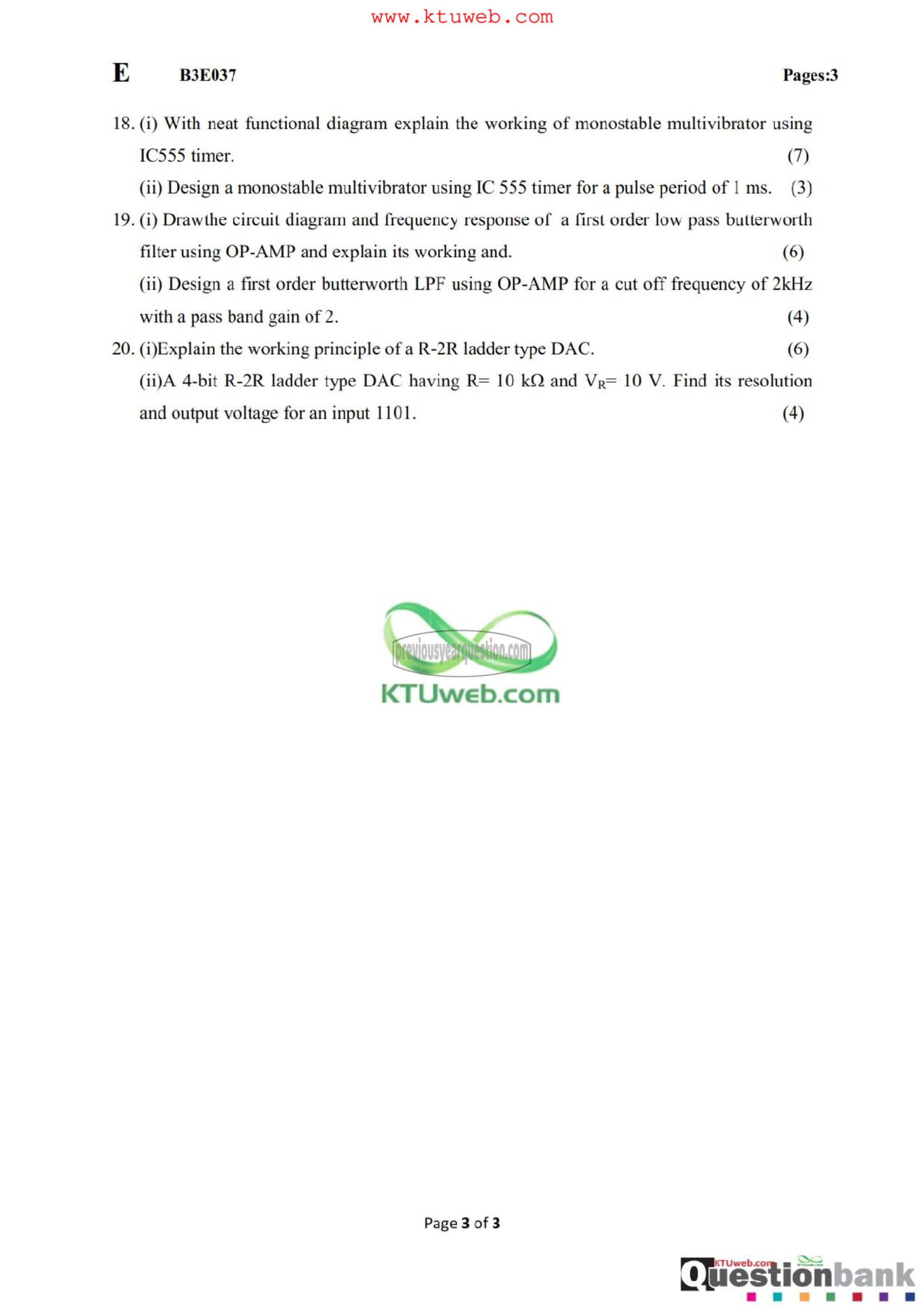 Question Paper - Electronics Devices & Circuits-3