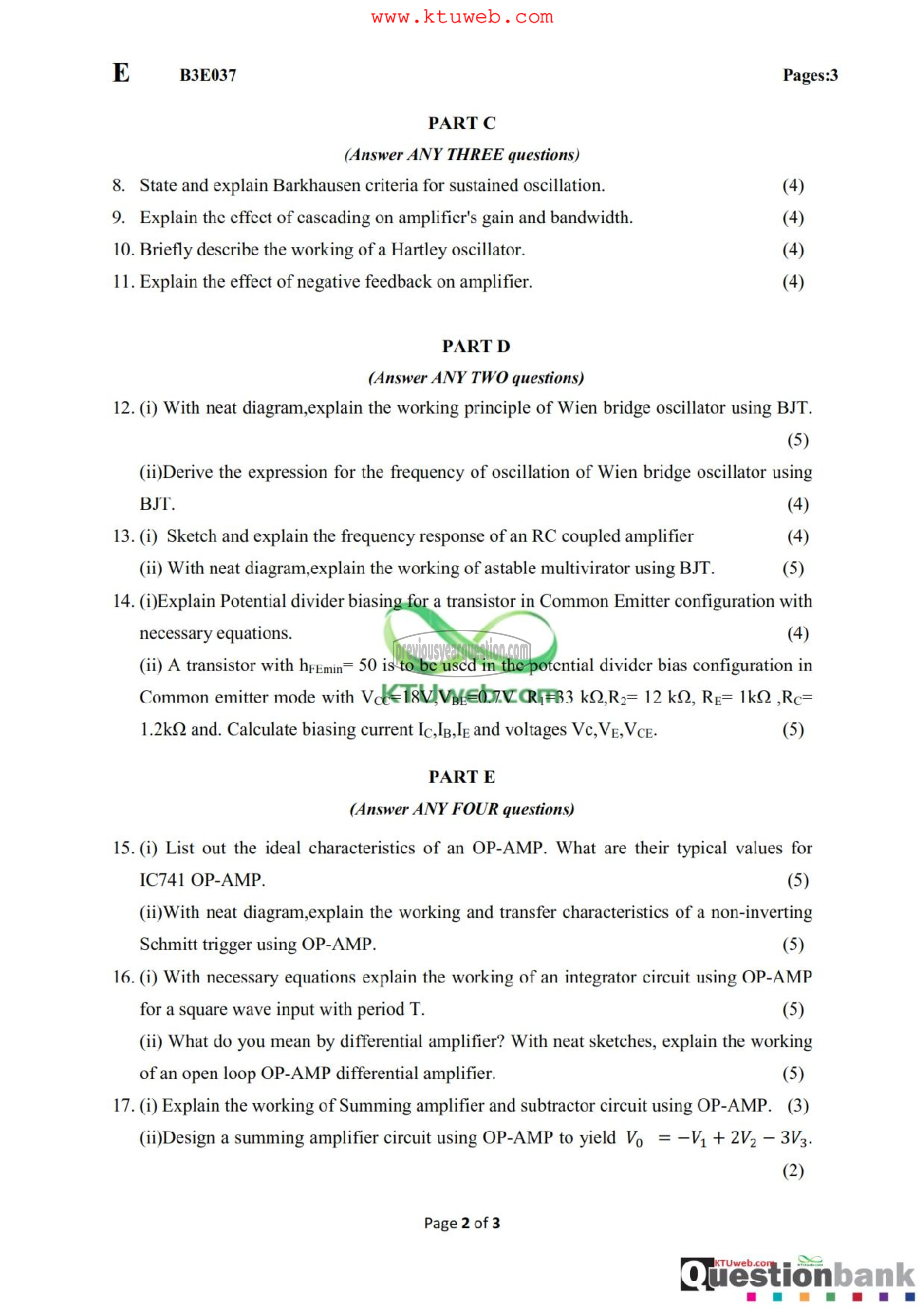 Question Paper - Electronics Devices & Circuits-2