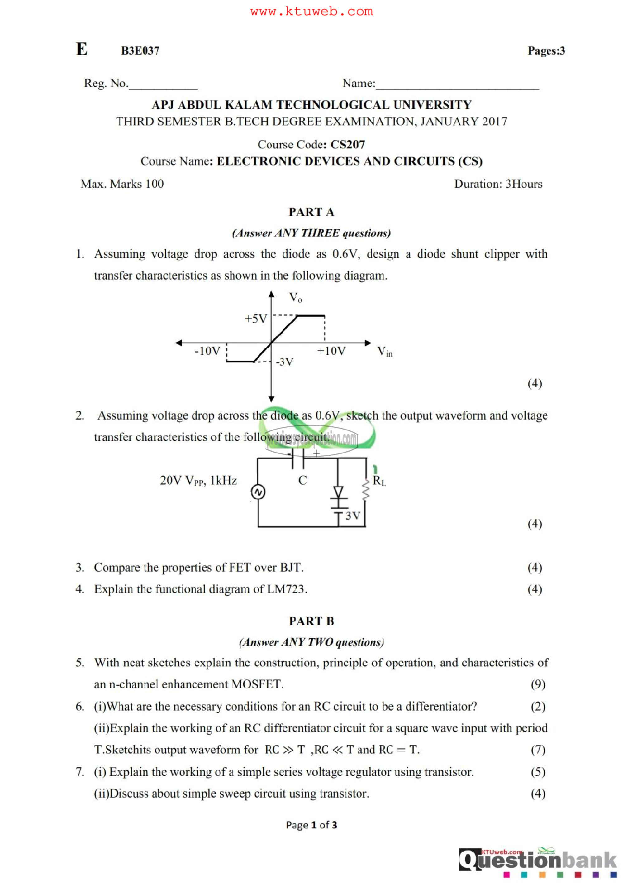 Question Paper - Electronics Devices & Circuits-1