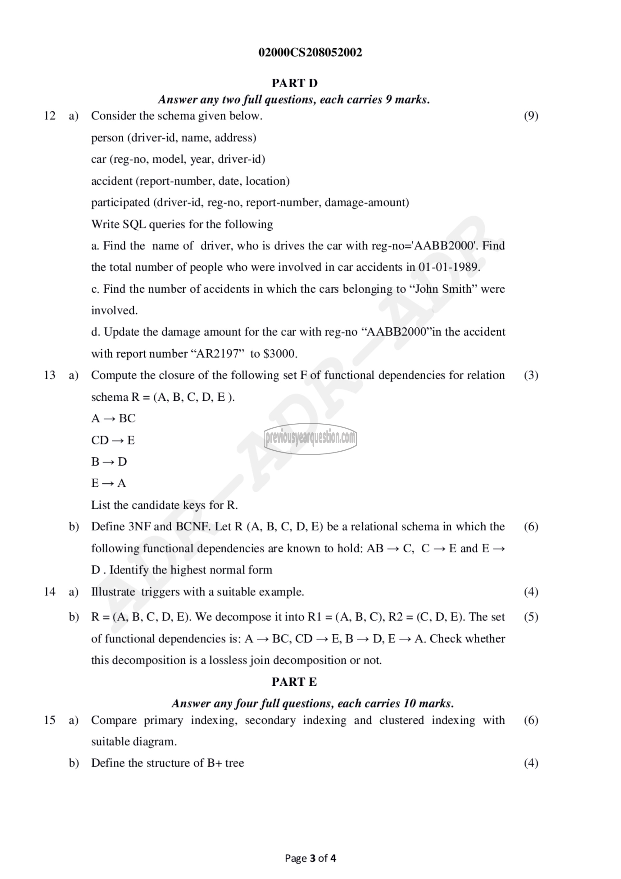 Question Paper - Principles of Database Design-3