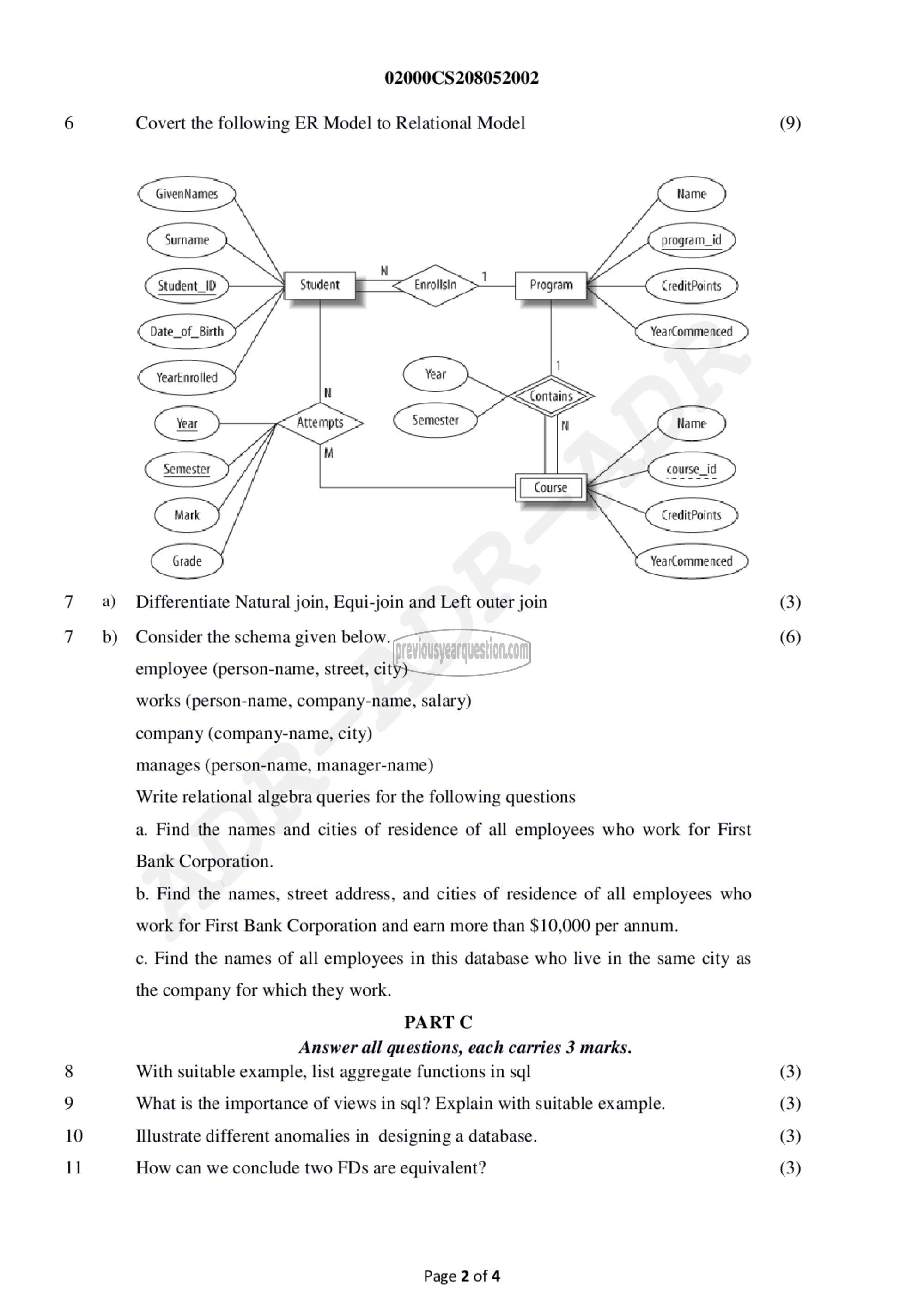 Question Paper - Principles of Database Design-2